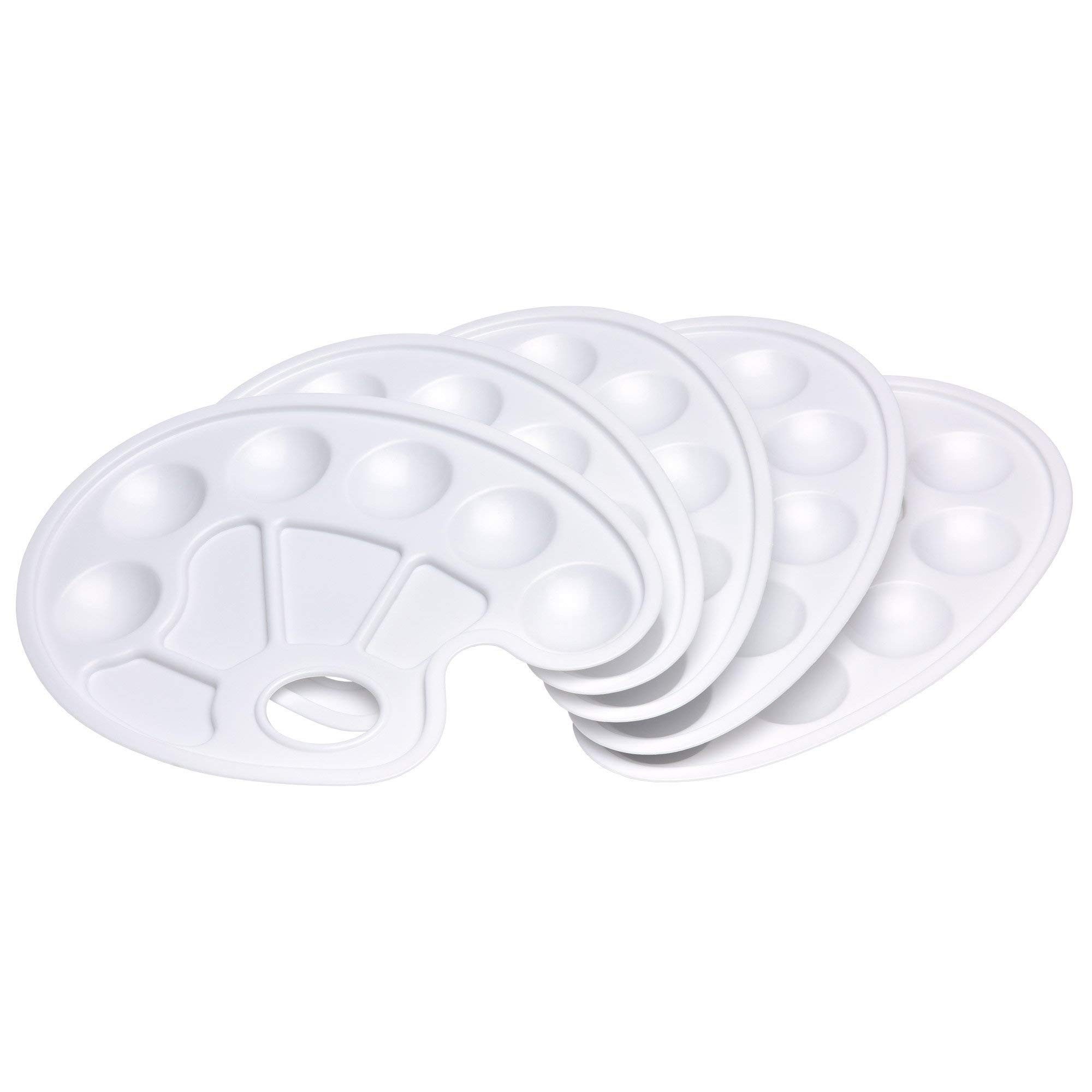 Artina Malpalette 5er Set Mischpaletten Farbmischpaletten mit Griffloch & 10 Farbmulden, Mal-Paletten für Acryl Wasserfarben & Öl Malerei 23,5cm x 17cm – Bild 2 von 5