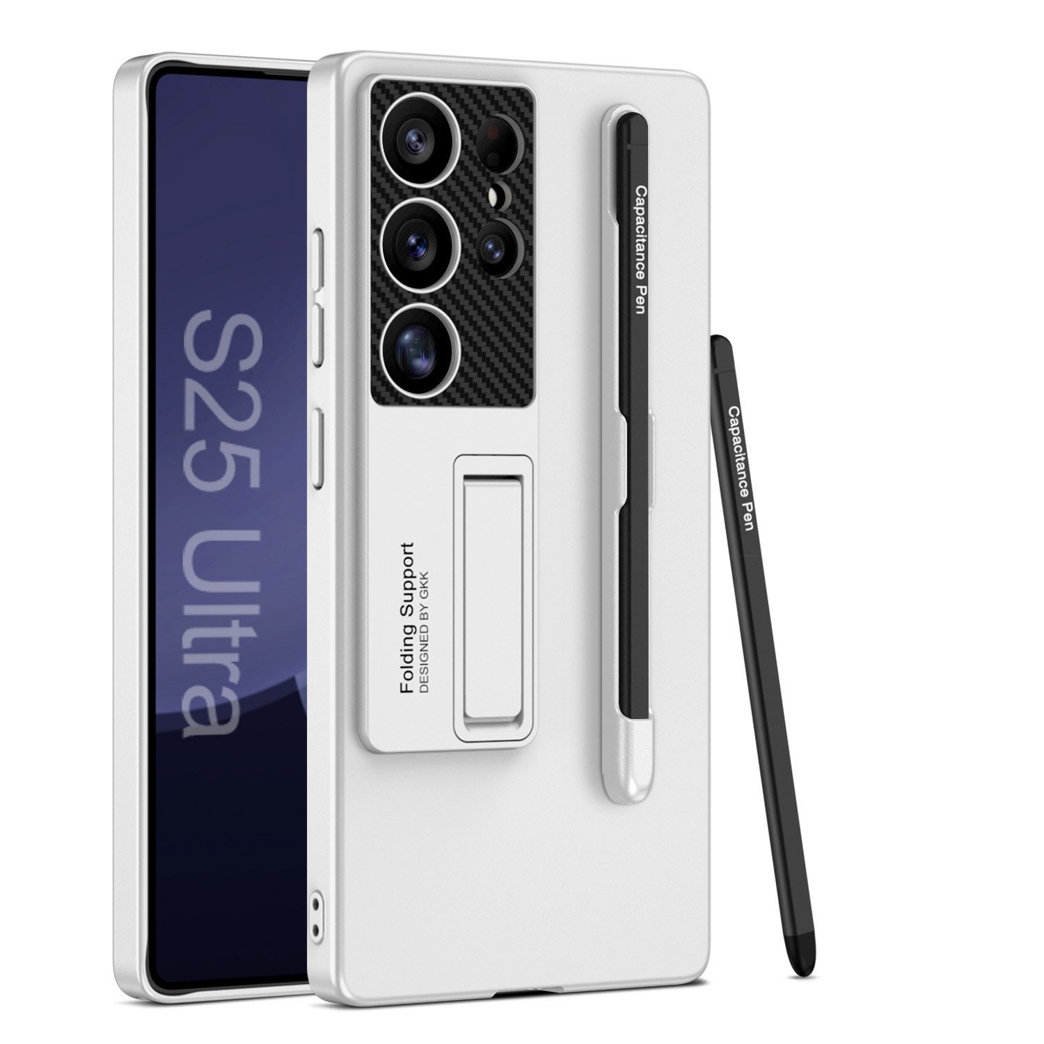 Handyhülle Für Samsung Galaxy S25 Ultra GKK Hülle Stifthalterung + Stift Silber