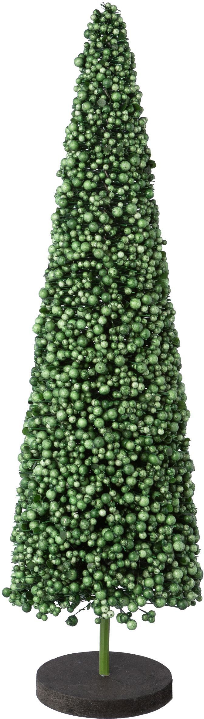 Creativ deco Dekobaum Weihnachtsdeko (1 St), auf hochwertiger Holzbase, mit  Perlen verziert, Höhe 50 cm