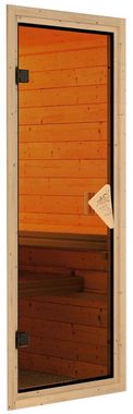 Karibu Sauna Adele, BxTxH: 245 x 245 x 202 cm, 68 mm, (Set) 9-kW-Bio-Ofen mit ext. Steuerung, inkl. 2 Infrarot-Vitalightstrahlern