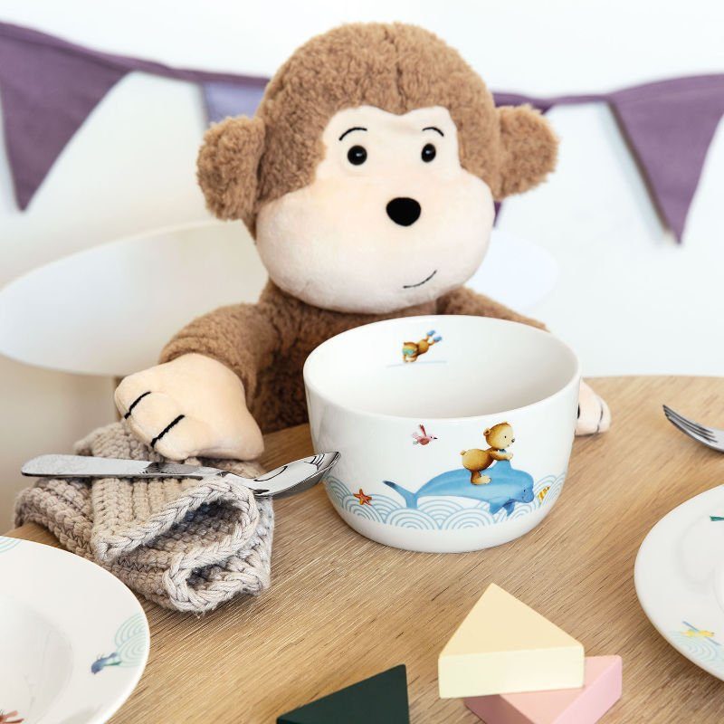 Villeroy & Boch Kindergeschirr-Set Happy as a Bear, Porzellan, rostfreier Edelstahl 18/10, 7-tlg. – Bild 5 von 5