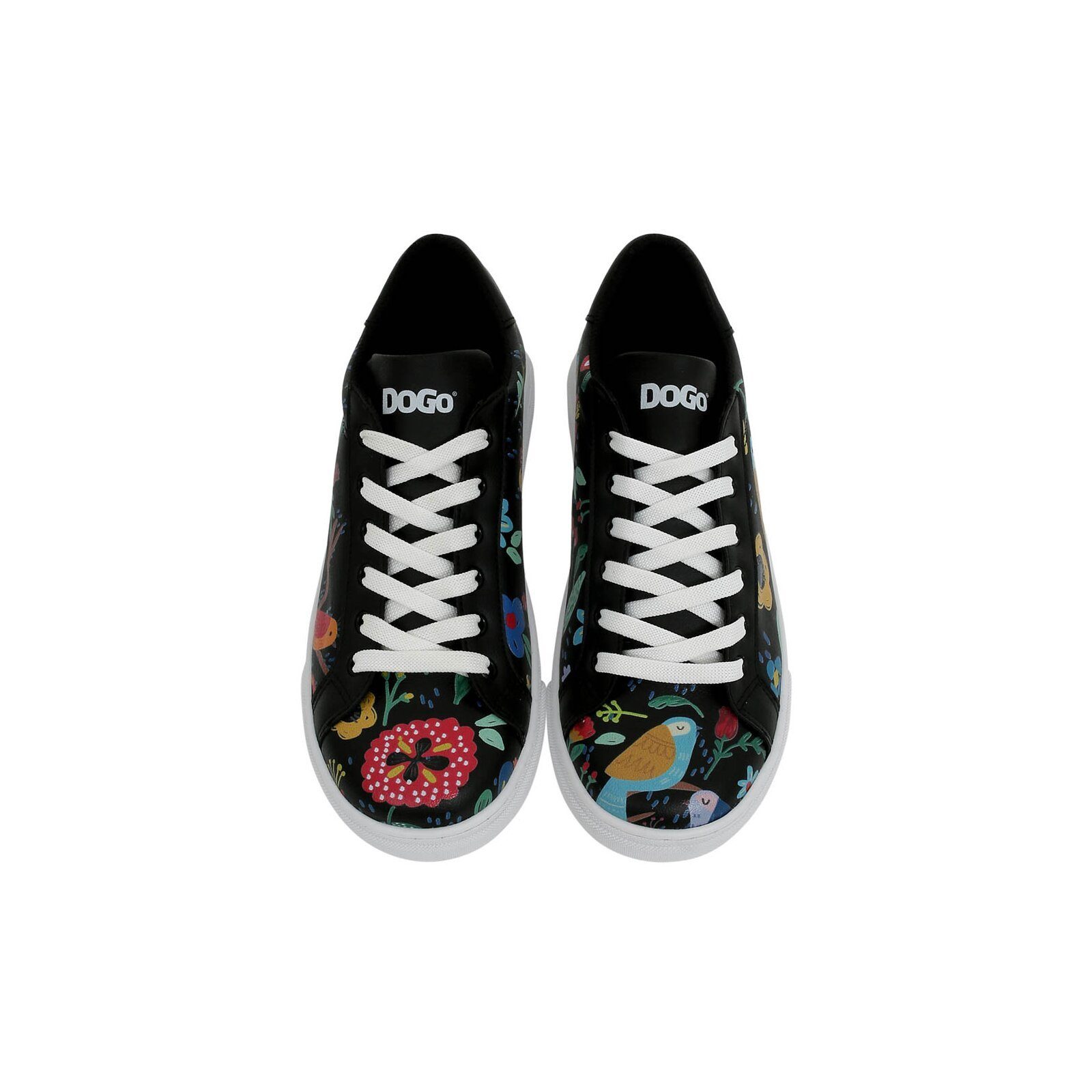 DOGO Ace Low-Top Sneaker Flowers & Birds Black Damen Sneaker Sneaker Handgefertigt