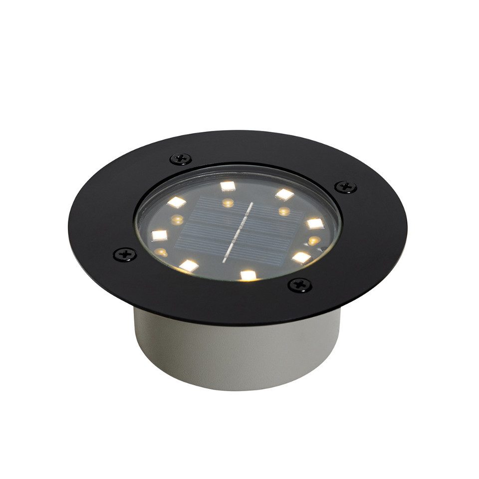 Qazqa LED Solarleuchte Terry, LED fest integriert, Extra-Warmweiß, QAZQA Solar­leuchte, integrated, Schwarz, Aluminium, Modern
