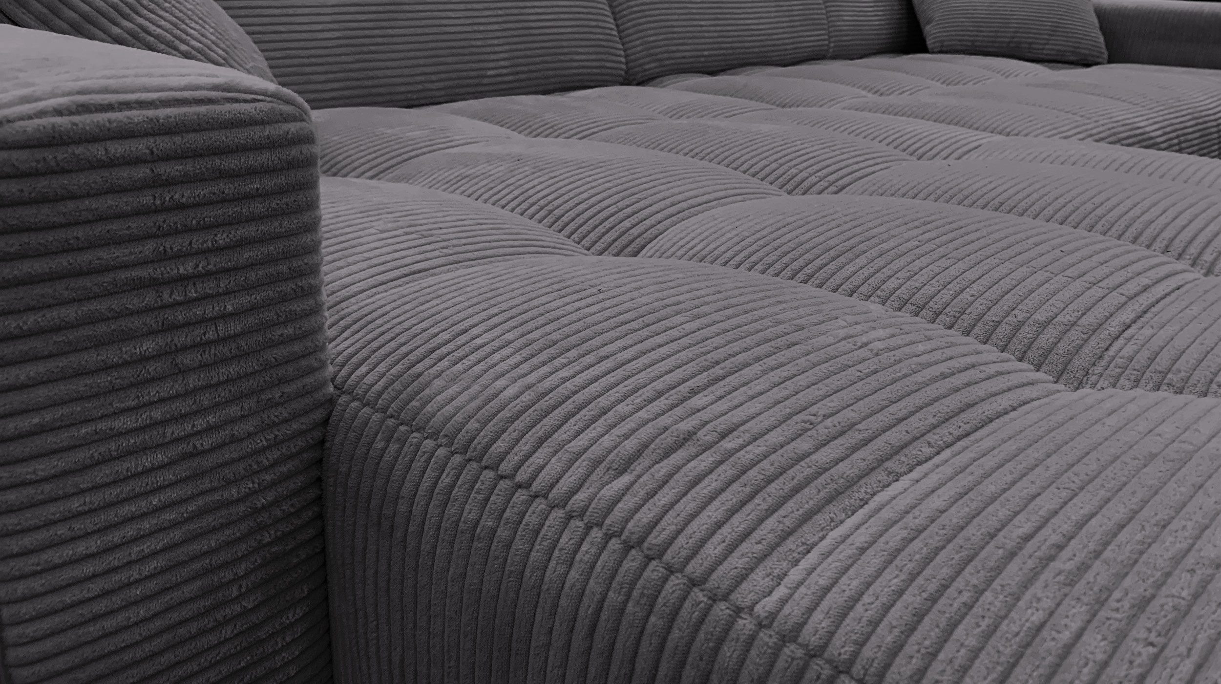 Massivart® Ecksofa Cord 256 cm / Cordsofa / Sitztiefen- & Kopfteilverstellung / SIMPLE, Nosagfederung · frei im Raum stellbar – Bild 4 von 5