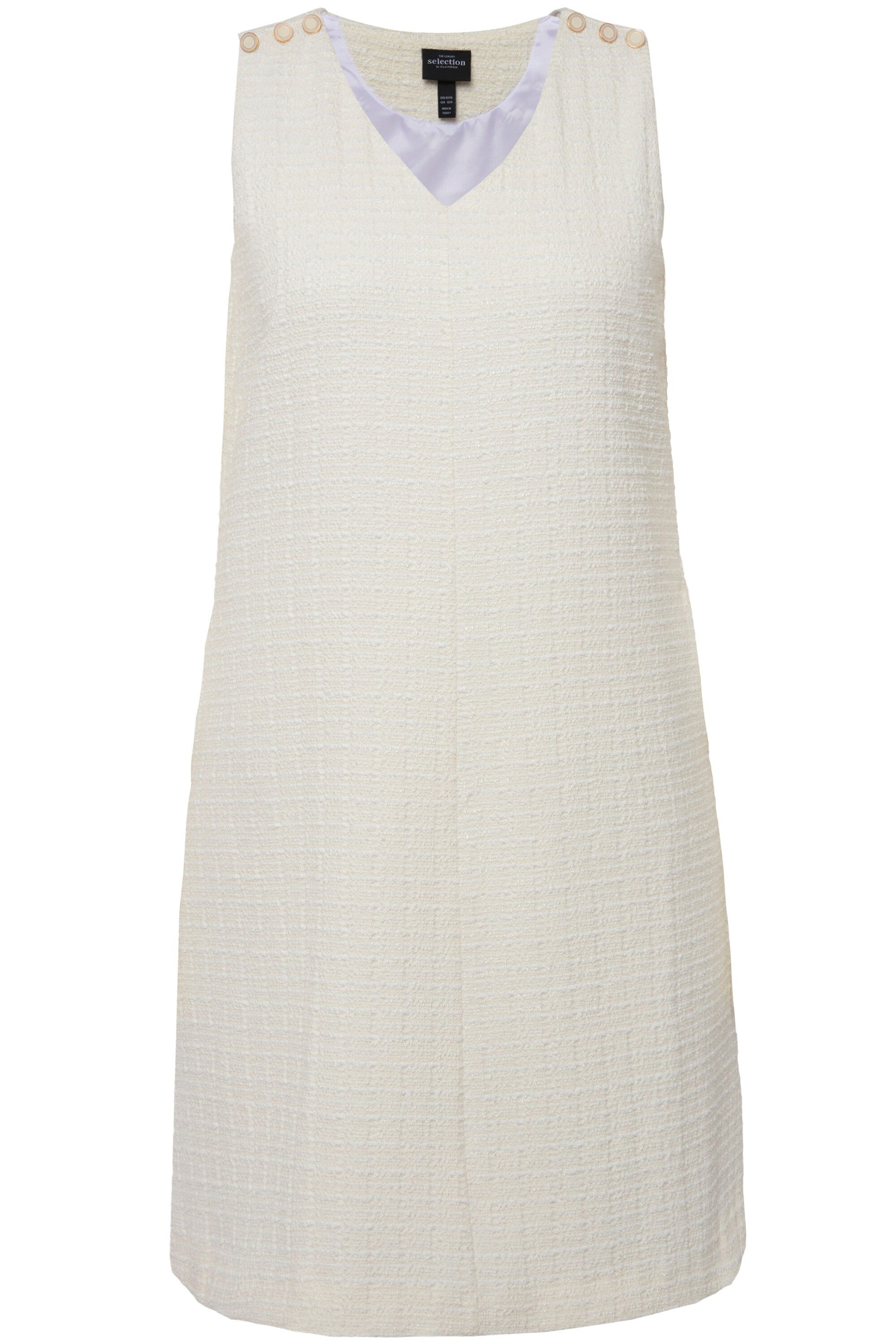 Ulla Popken Midikleid Bouclé-Kleid A-Linie V-Ausschnitt ärmellos Taschen günstig online kaufen