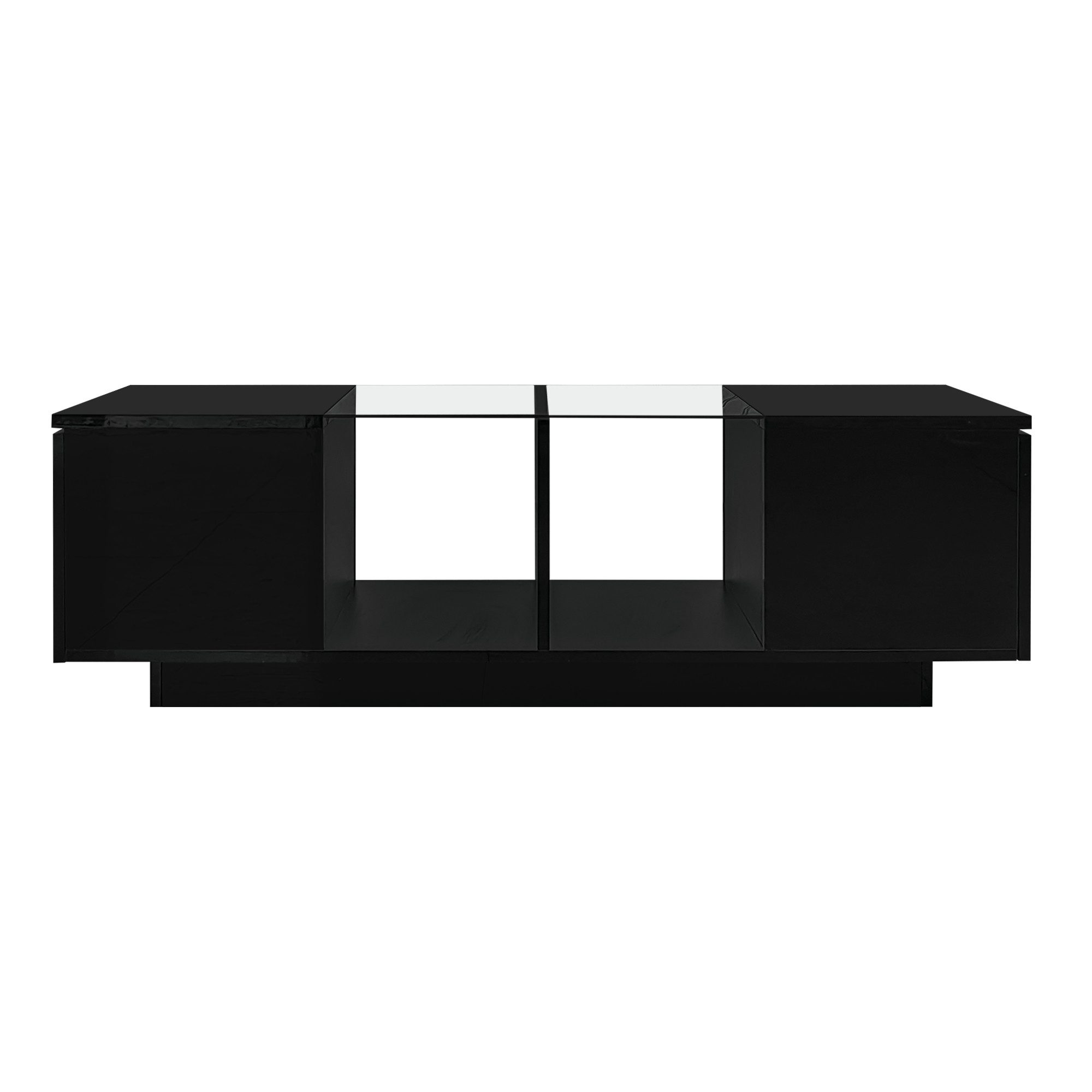 Furnishings Home Couchtisch Wohnzimmertisch Ablagetisch LED Beistelltisch (Hochglänzender quadratischer, mit LED Beleuchtung & Fernsteuerung), Mit Glasplatte un – Bild 4 von 5