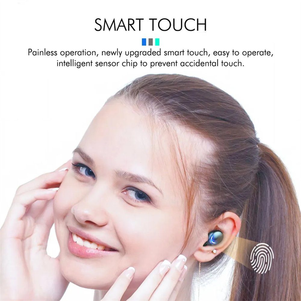 Kopfhörer,Kopfhörer Stereo, (Noise Ciskotu 5.0 TWS-Headsets Bluetooth Touch Immersives wireless Kabellos Bluetooth Cancelling In-Ear-Kopfhörer Rauschunterdrückung, Kopfhörer) Schwarz Aktive In-Ear-Kopfhörer