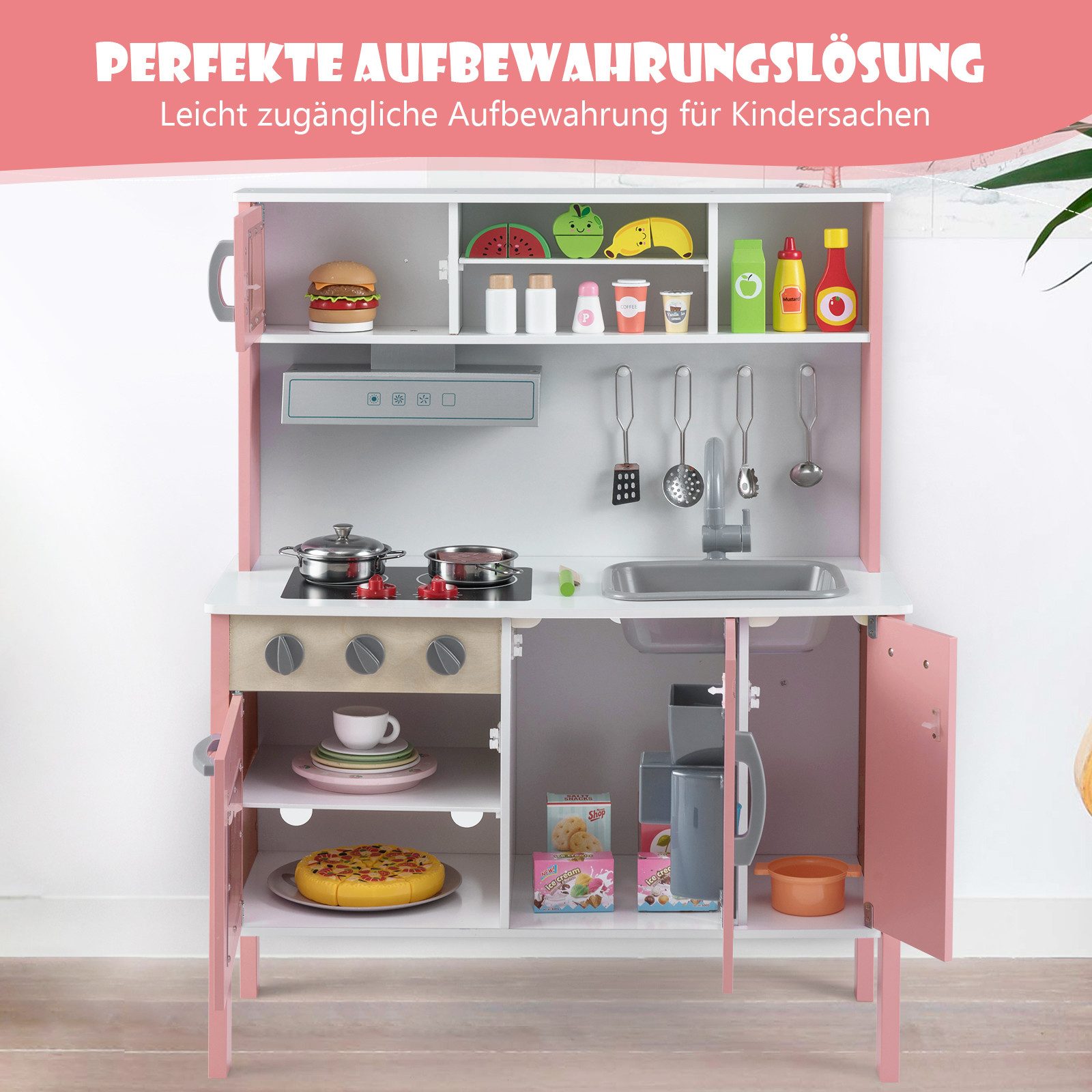 COSTWAY Spielküche Kinderküche, mit 18 TLG. Zubehör günstig online kaufen