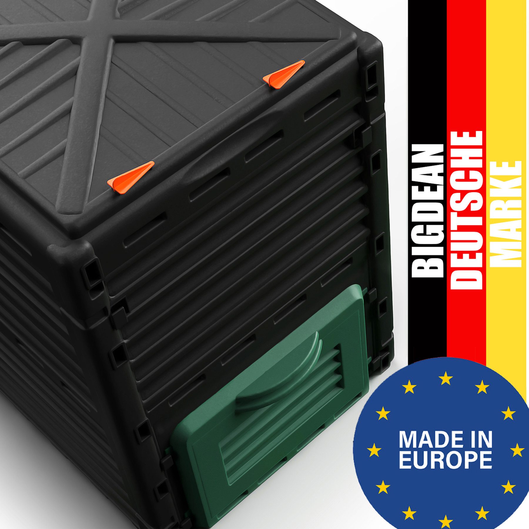 BigDean Schnellkomposter Komposter Garten 300 Liter - aus wetterfestem Kunststoff, BxTxH: 58x59x81 cm, 300 l, (1 St), Wetterfester Robuster Kunststoff, Langlebig, UV-Beständig