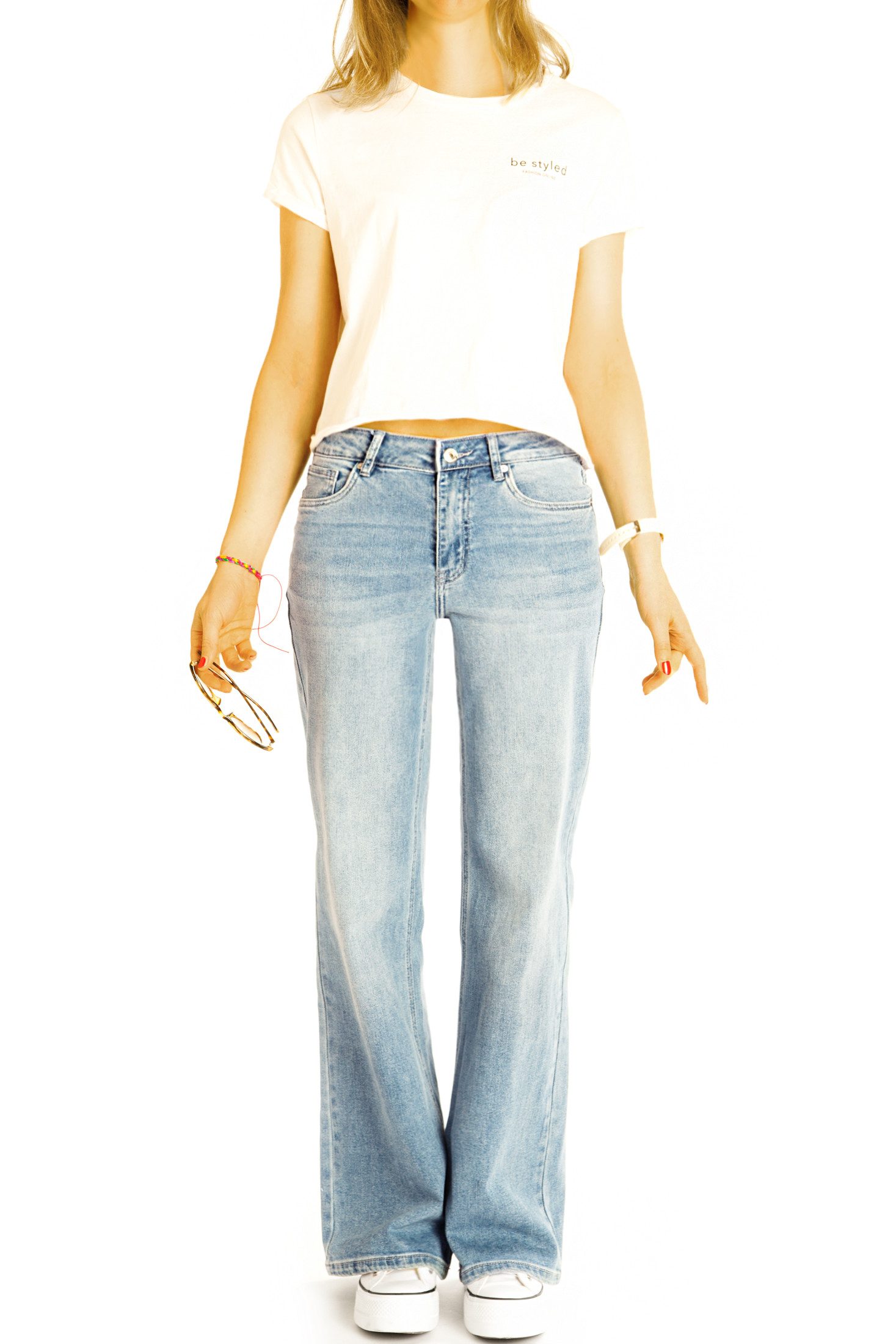be styled Boyfriend-Jeans Boyfriend Jeans Hose Baggy Loose Fit Medium Waist - Damen - j32k mit Stretchanteil