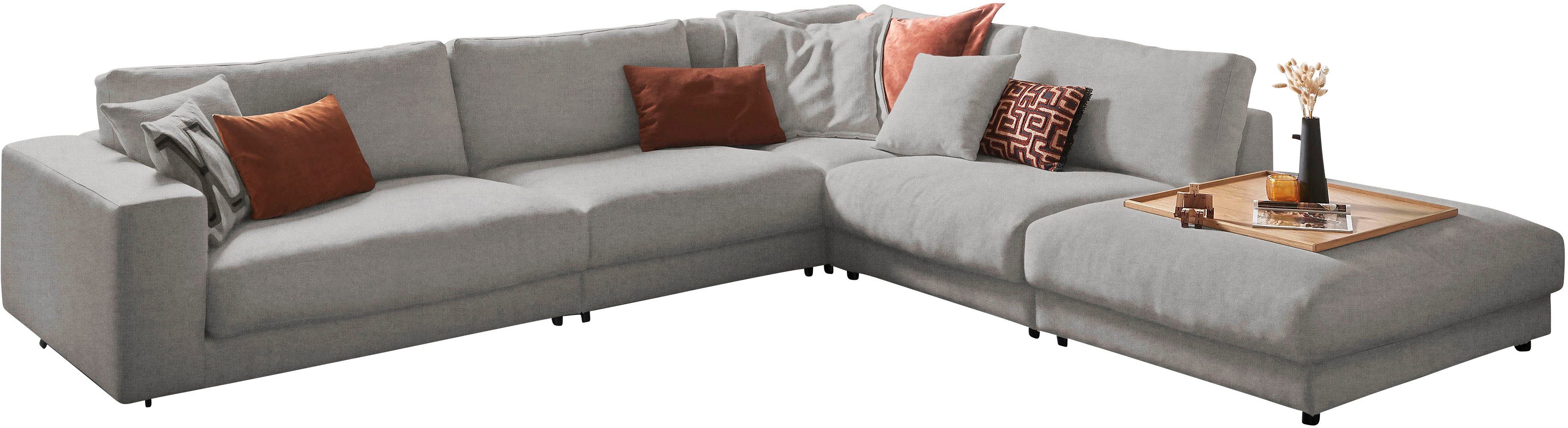 3C Candy Ecksofa Enisa II, bequem und komfortabel, großes Familiensofa, L-Form, incl. 3 Flatterkissen, wahlweise mit Flecken-Schutz-Bezug Easy care