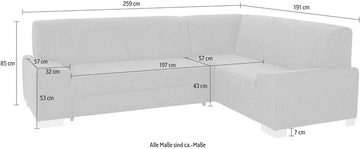 DOMO collection Ecksofa Anzio L-Form, Wahlweise mit Bettfunktion und Federkern