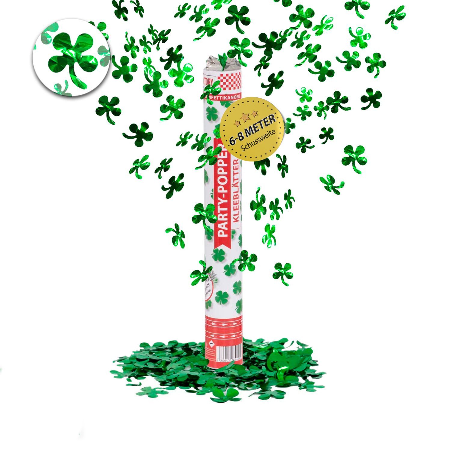Party Factory Konfetti Party Popper 40cm Kleeblatt Konfetti 1er Set Silvester Party