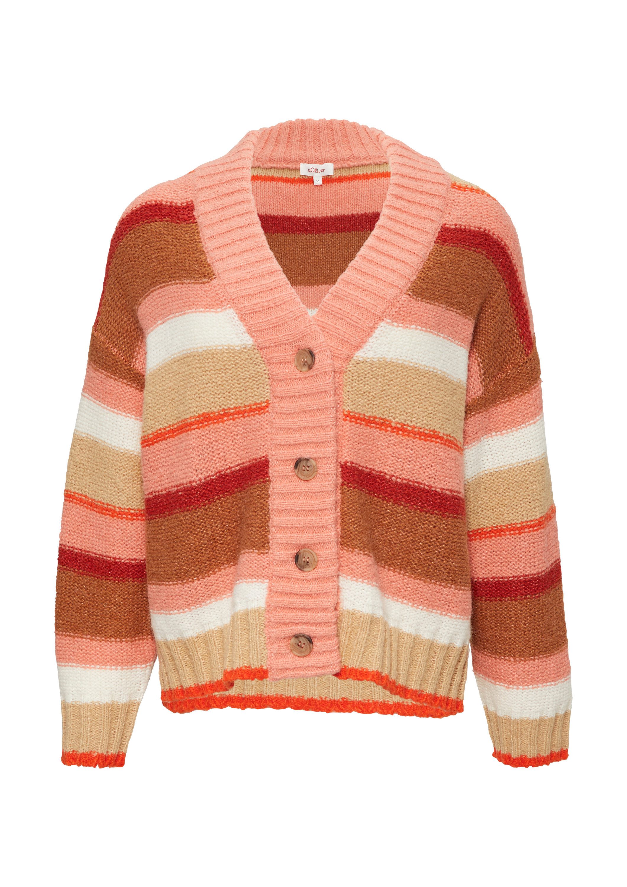 s.Oliver Cardigan Strickjacke Gestreifte Strickjacke mit Knopfleiste günstig online kaufen