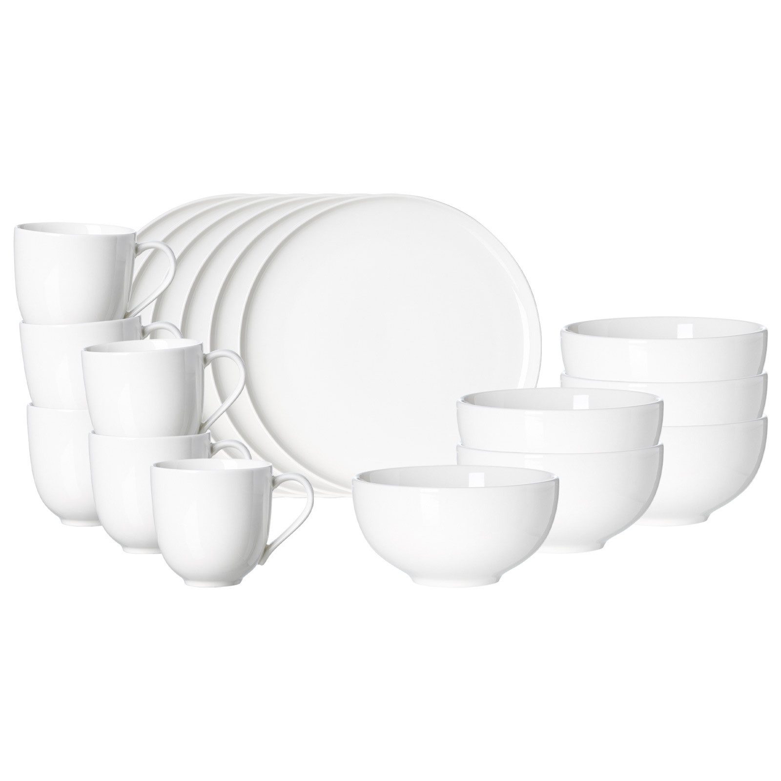 Ritzenhoff & Breker Frühstücks-Geschirrset Skagen Frühstücks-Set 18er Set (18-tlg), 6 Personen, Porzellan