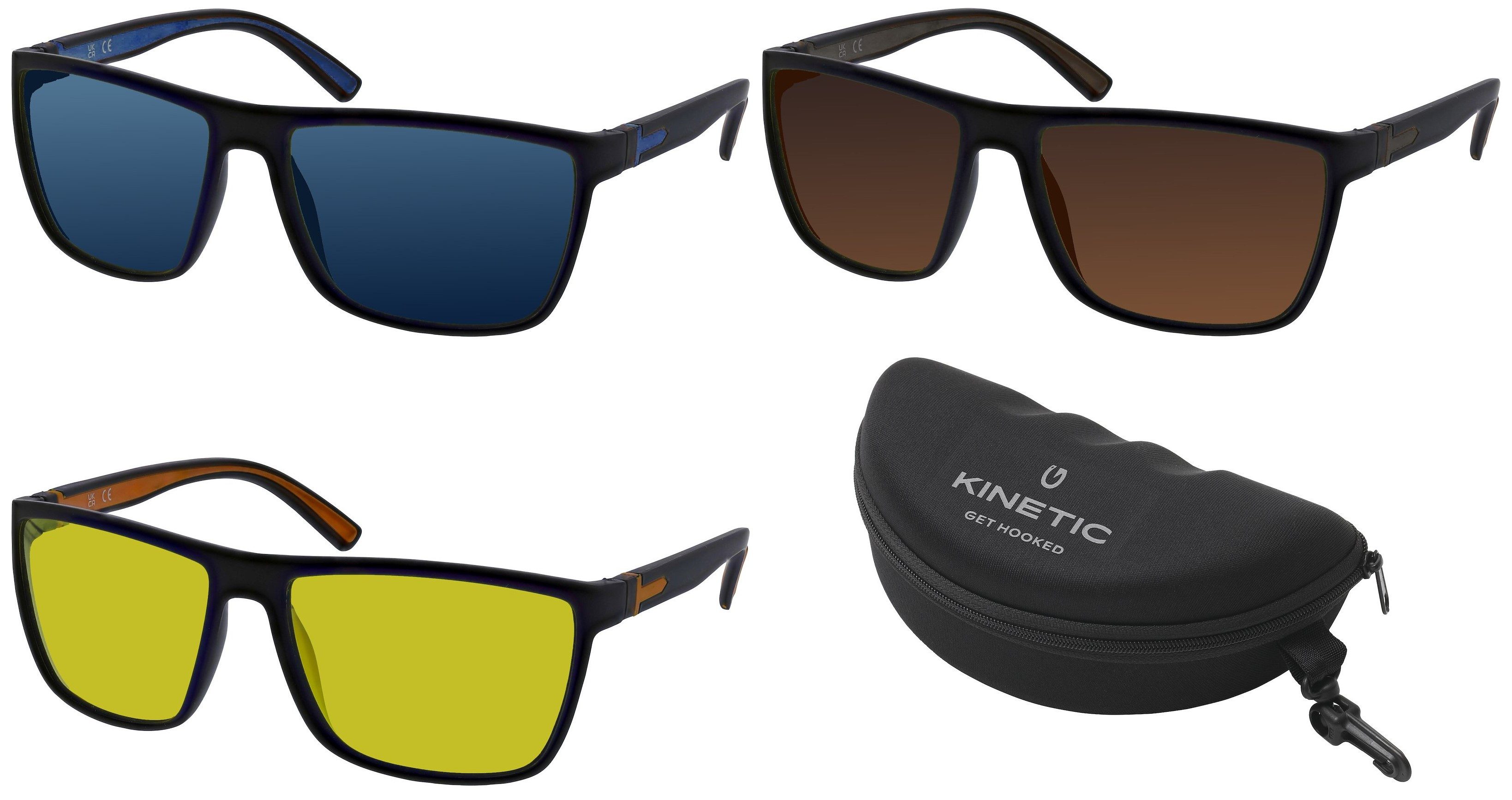 Kinetic Sonnenbrille Sungazer Polarized Sunglasses Grey, Yellow, Brown Polarisiert 100% UV (1-St) Faltbarer Rahmen für einfache Aufbewahrung und Transport