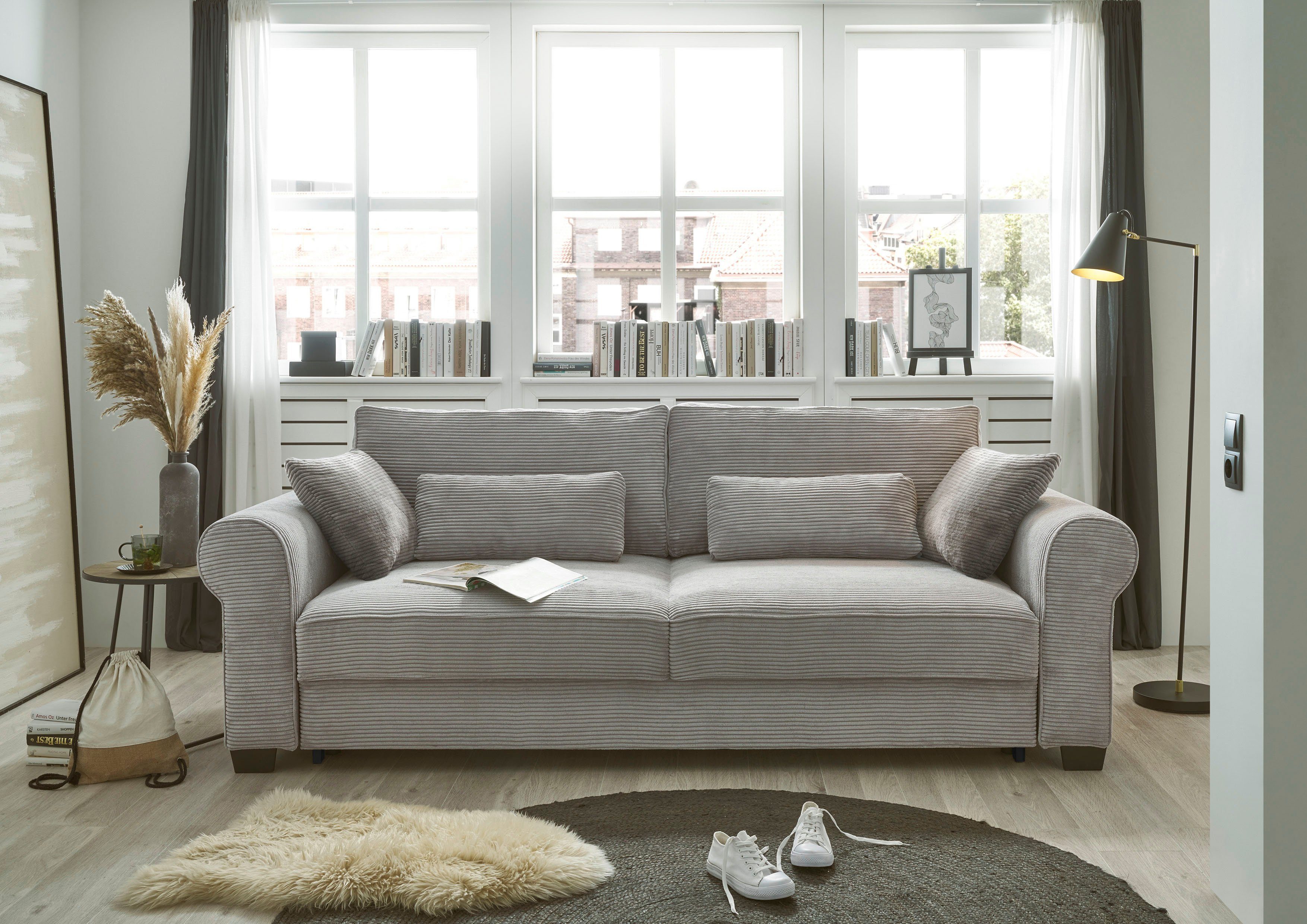 ED EXCITING DESIGN Schlafsofa Angelina, mit Bettkasten & 4 Zierkissen