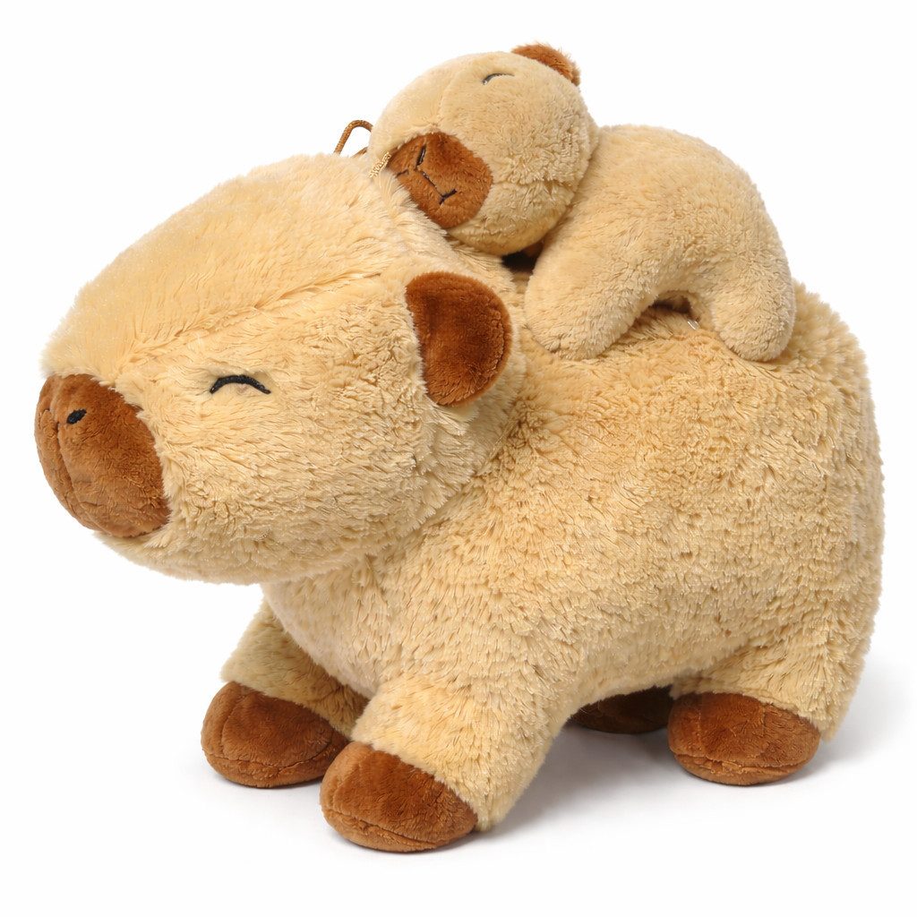 soma Kuscheltier Capybara Kuscheltier mit Baby 26 cm Plüschtier in drei Brauntönen (Set, 1-St., Geschenk-Set), Capybara Plüschtier mit Babyfigur auf dem Rücken in drei Farben