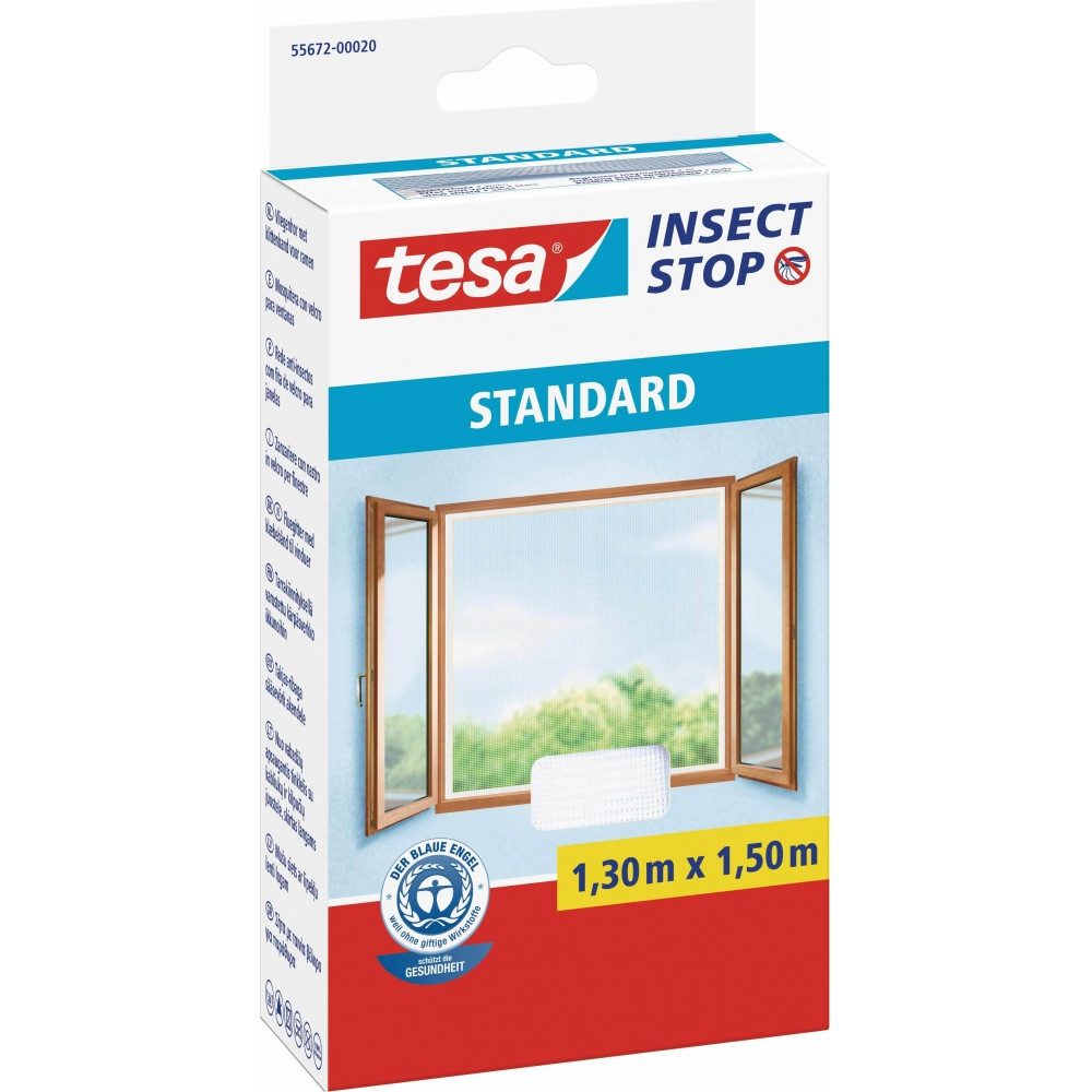 Insektenschutz-Fensterrahmen tesa Fliegengitter 1,3x1,5m, weiß Insektenschutz