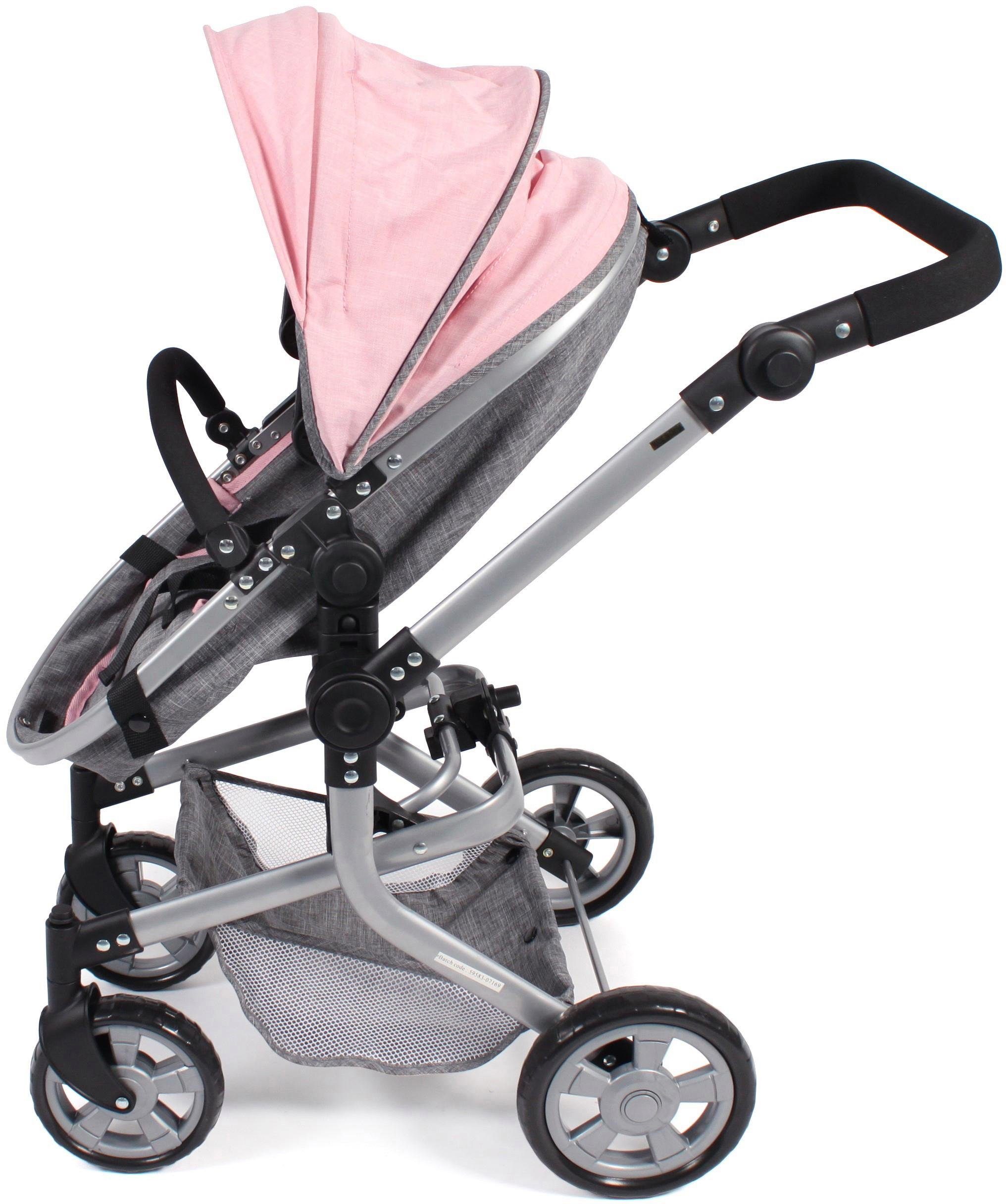 CHIC2000 Kombi-Puppenwagen Mika, Grau-Rosa, mit schwenkbaren Vorderrädern günstig online kaufen