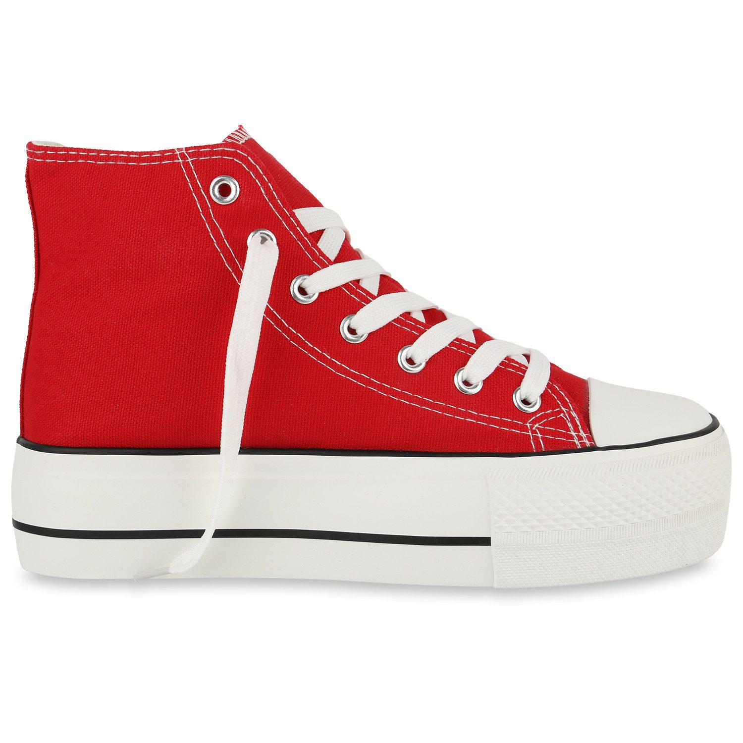 VAN HILL 842207 Plateausneaker Damen Plateau Sneaker - High-Top Stoffschuhe im Retro-Style