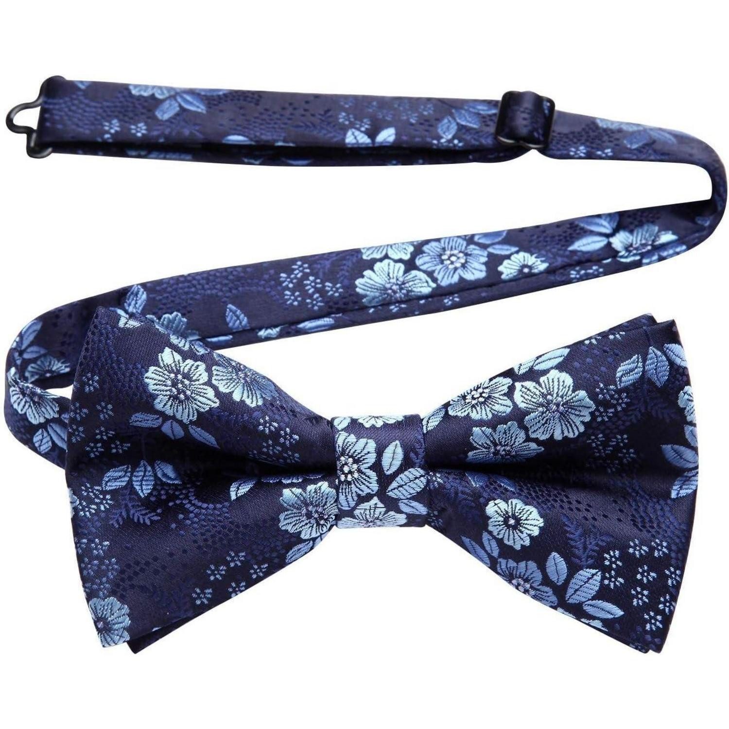 LuxusKollektion Fliege Fliege Herren bereits gebunden verstellbar Paisley Marineblau Geblümt