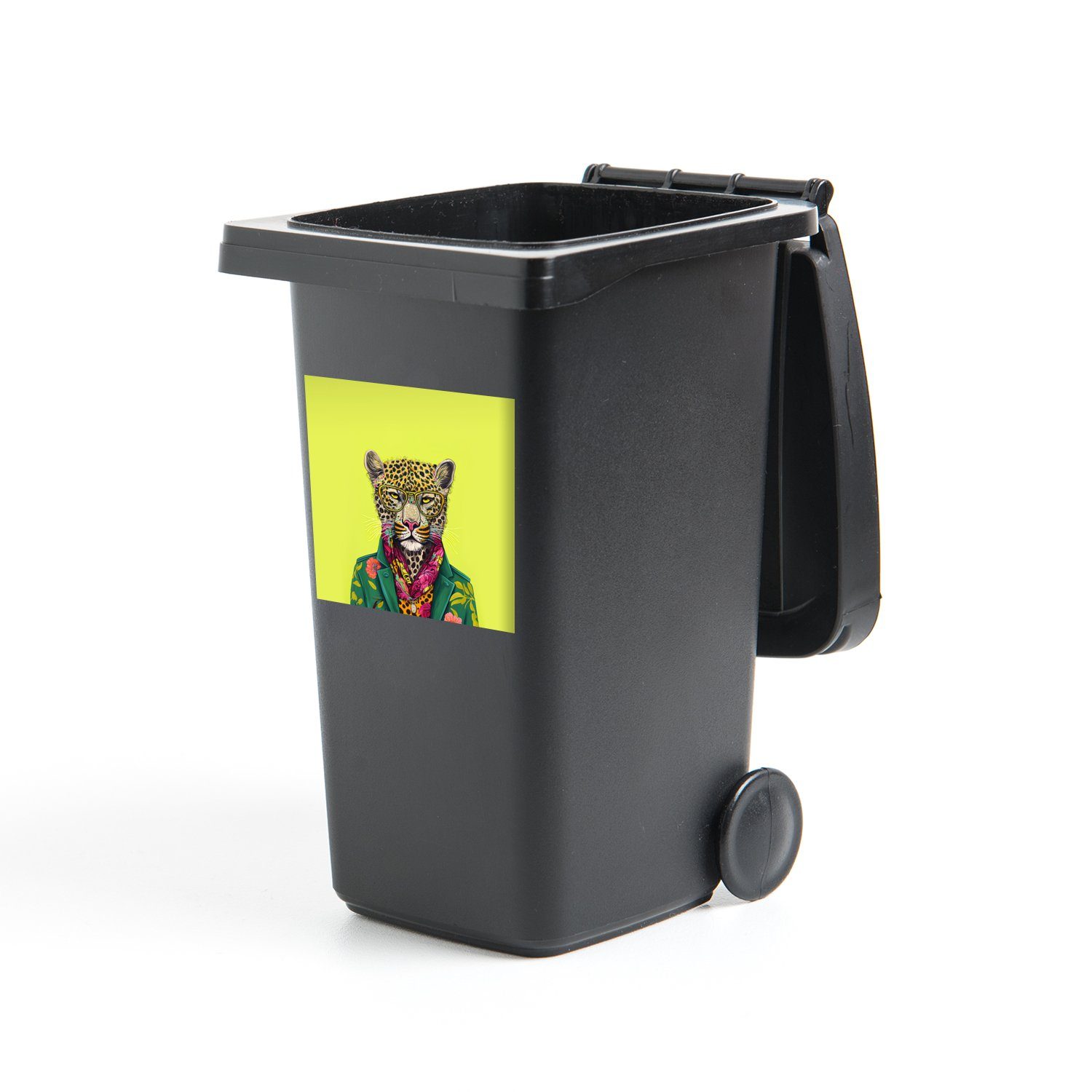 MuchoWow Wandsticker Panther - Tier - Brillen - Farben (1 St), Mülleimer-aufkleber, Mülltonne, Sticker, Container, Abfalbehälter