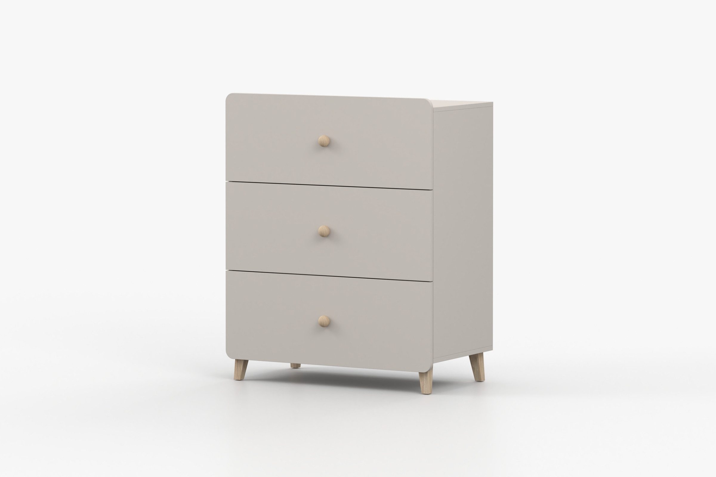 Deine Möbel 24 Kommode MARCO 04 80 cm kaschmir mit 3 Schubladen, Holzgriffe & Holzfüße (Set, 1 St., MARCO - Kollektion), Sideboard - ideal für Kinder- & Jugendzimmer, Flur, Schlafzimmer
