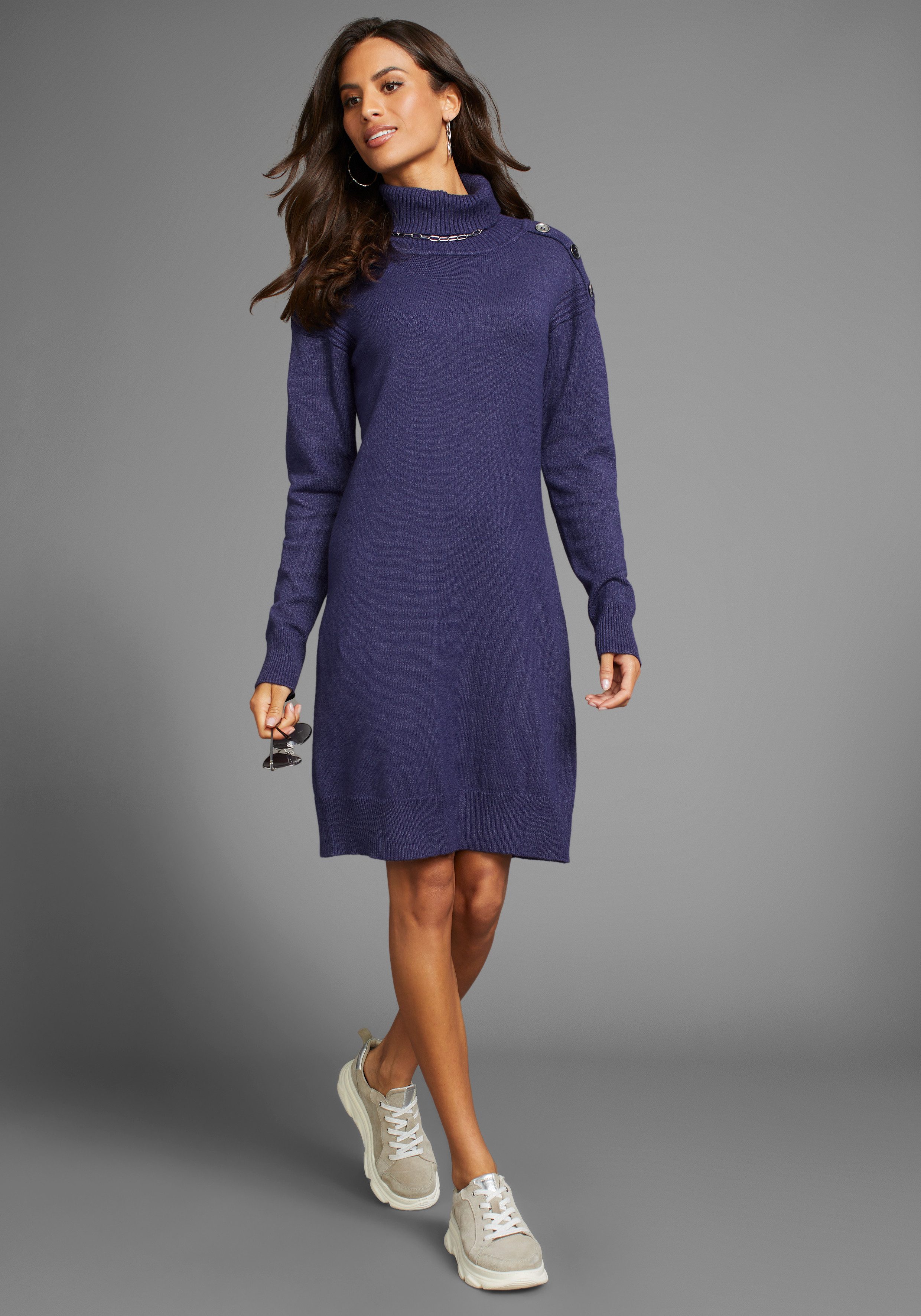Laura Scott Strickkleid mit Rollkragen und Zierknöpfen – Bild 4 von 5