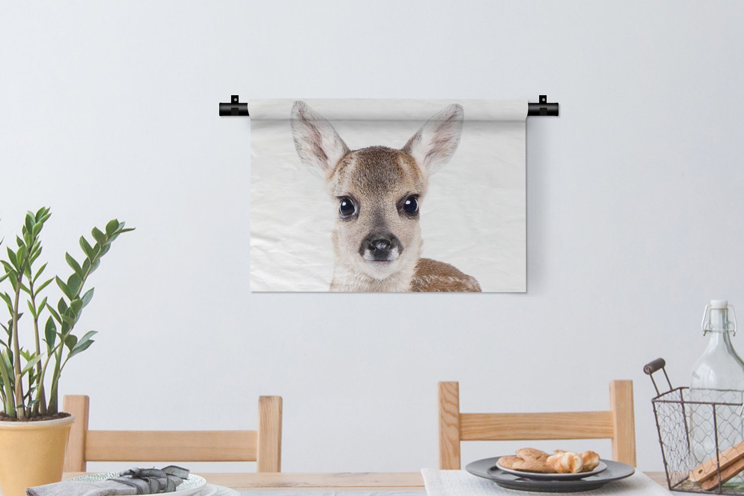 MuchoWow Wanddekoobjekt Hirsche - Tiere - für Kleid, Wandbehang, - Braun Schlafzimmer, Wohnzimmer, Kinderzimmer Wanddeko Natur