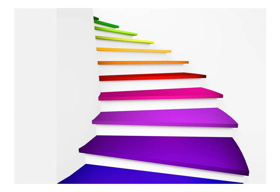 KUNSTLOFT Vliestapete Rainbow Stairs 1.5x1.05 m, halb-matt, lichtbeständige Design Tapete
