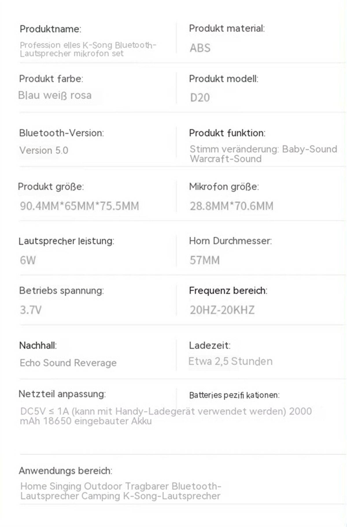 carefully selected Tragbarer Bluetooth-Lautsprecher, kabelloses Mikrofon-Set Mikrofon) (1 Bluetooth-Lautsprecher Weiß