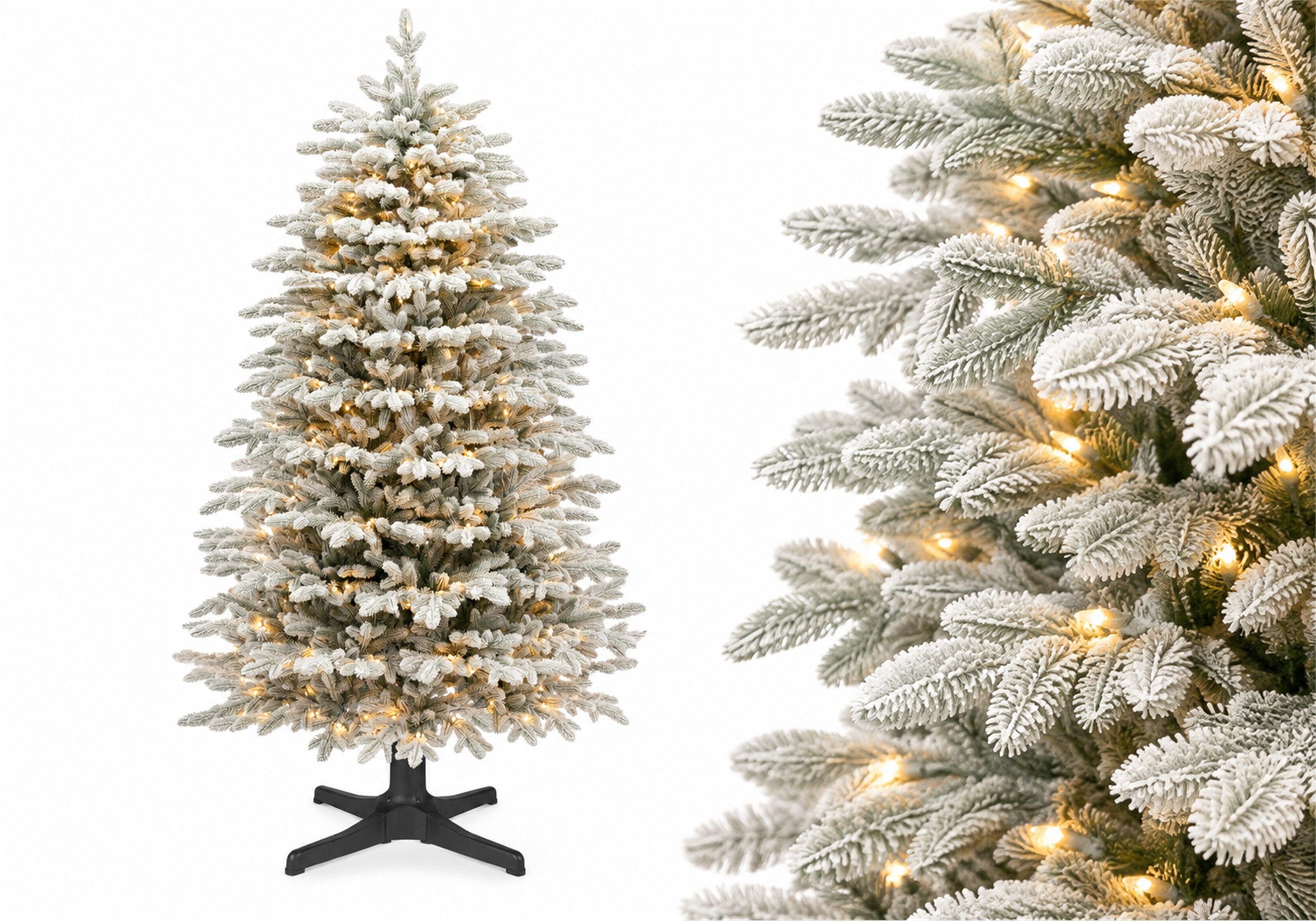 Vankel Künstlicher Weihnachtsbaum 180 cm, 360° drehbar, mit Licht und Schnee, Tannenbaum mit 8 Lichtmodi, Drehender Tannenbaum mit 280 Lichtern, 8 Lichtmodi und PE-Zweigen