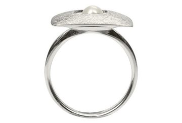 SILBERMOOS Perlenring XL Ring "Quadrat mit Perle", 925 Sterling Silber