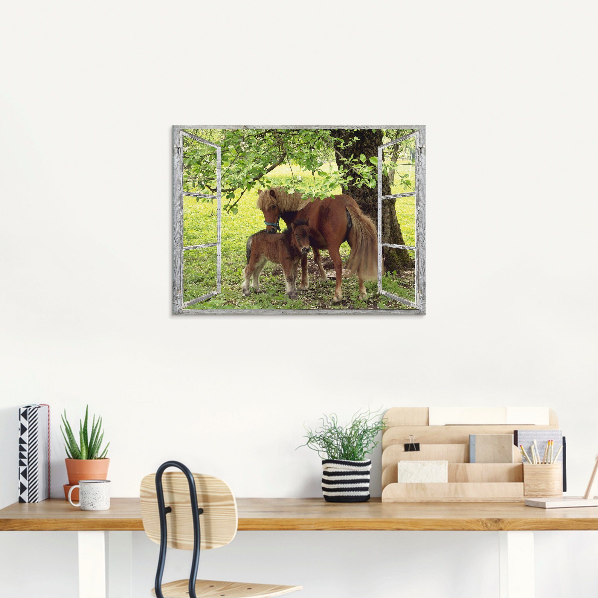 (1 verschiedenen Größen Artland Pony Haustiere Glasbild St), mit Fensterblick Kind, in -