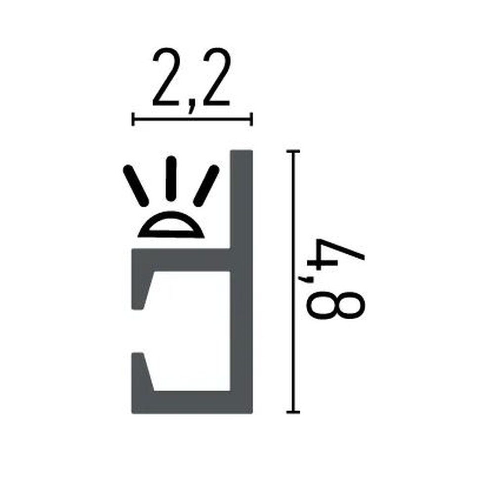 PROVISTON Stuckleiste Polymer, 22 x 48 x 2000 mm, Weiß, Stuckleiste, Wandleiste, Polyurethan, 1-St.