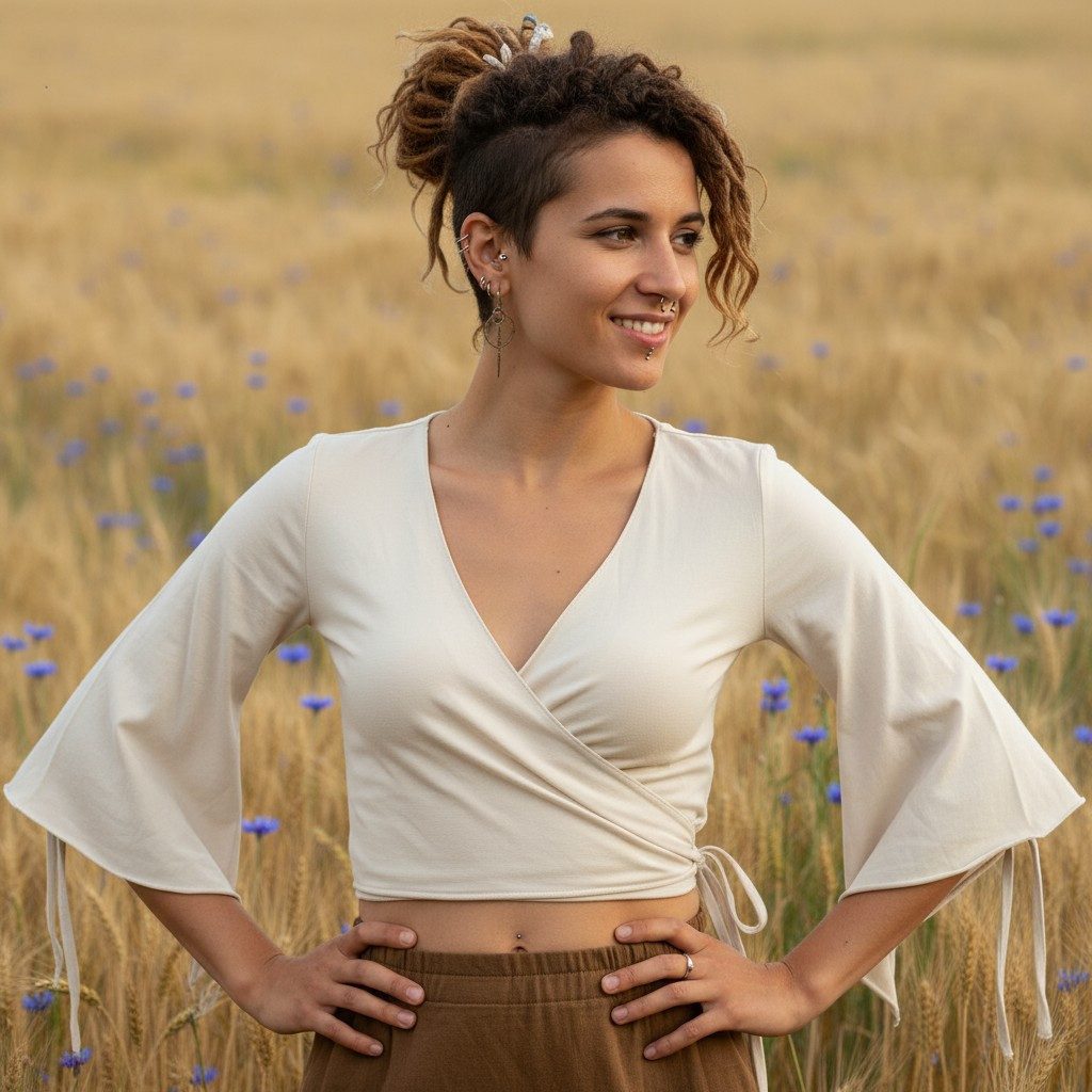 Guru-Shop T-Shirt Elfen Top aus Bio-Baumwolle, Top Goa-chic, Yoga.. Festiva günstig online kaufen