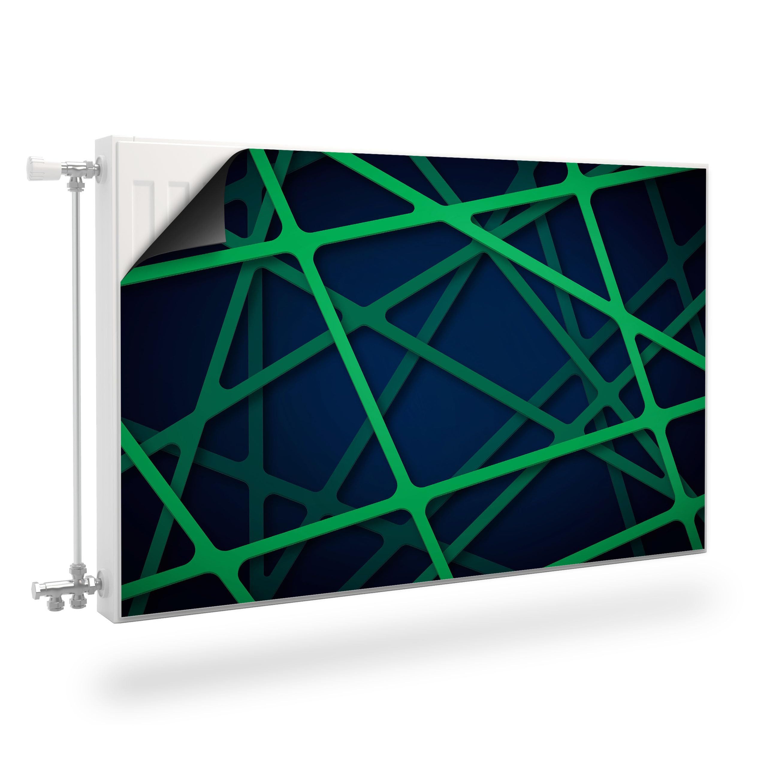 Muralo Magnetfolie Heizkörperverkleidung Muster – Heizkörperabdeckung magnetisch, Grüne abstrakte Linien – 80x60 cm, abriebfest, abwischbar