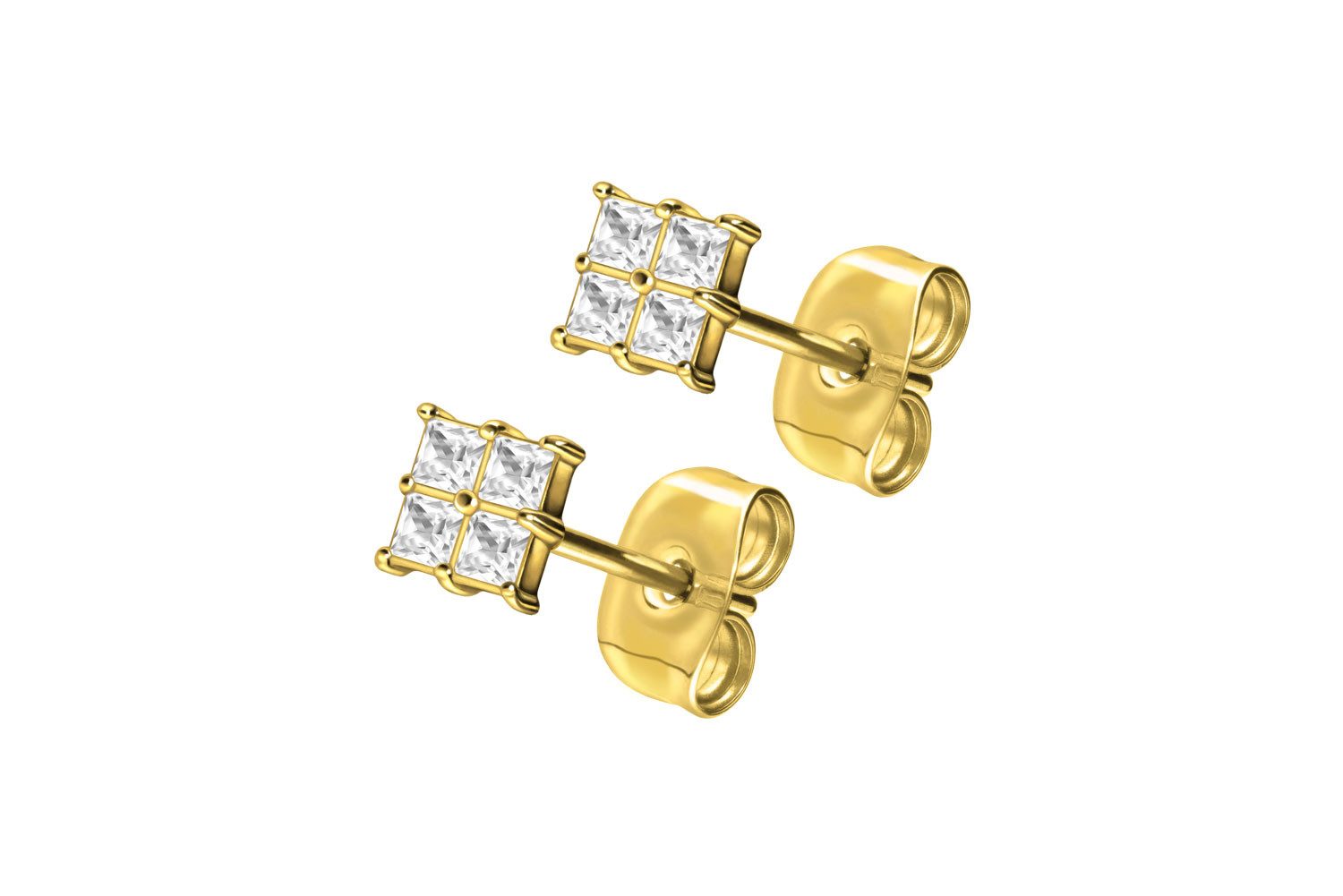 FILANGO Paar Ohrstecker Titan Ohrstecker EINGEFASSTES KRISTALLQUADRAT (Ohrstecker, 1-tlg)