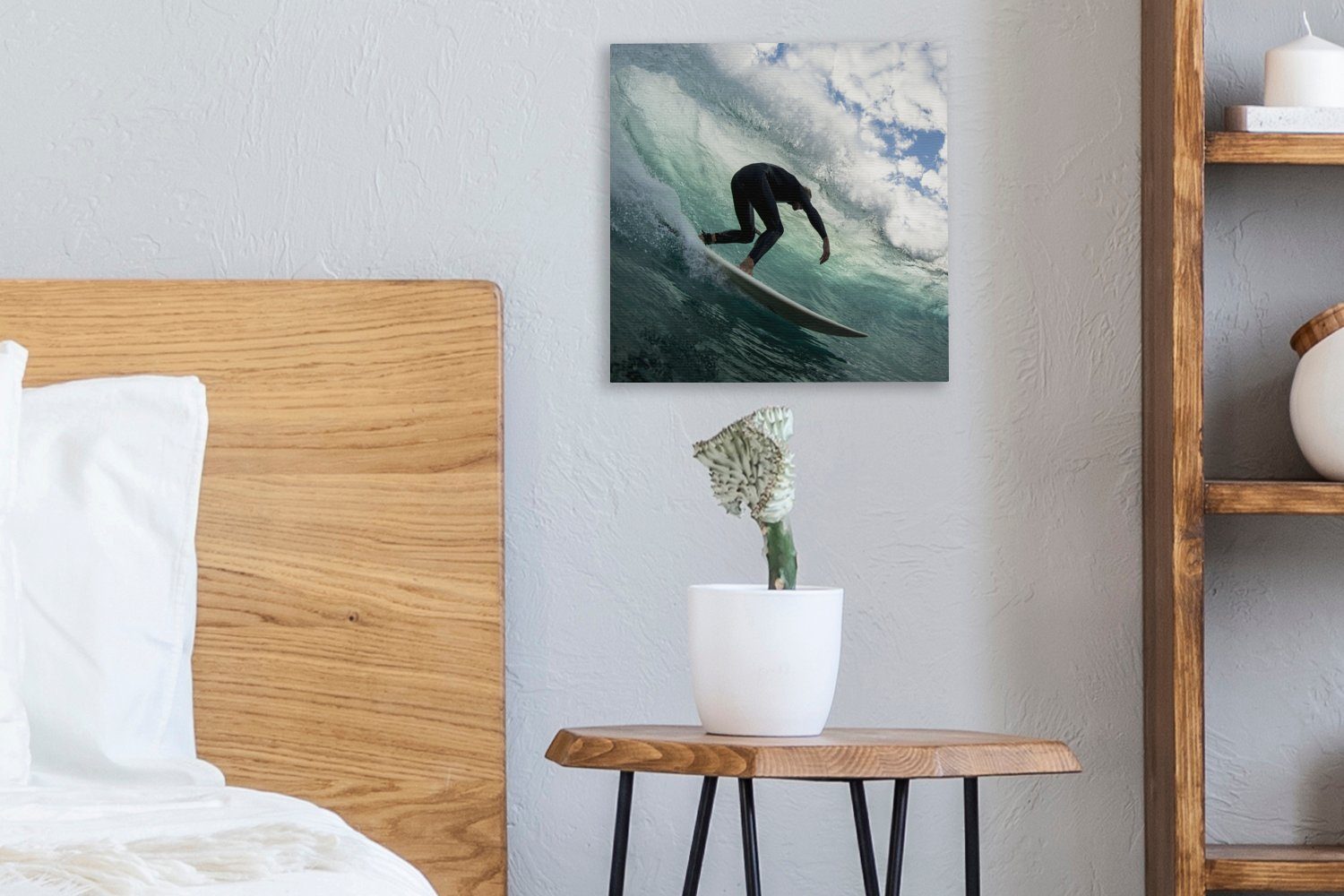 Wohnzimmer (1 Surfer Bilder auf OneMillionCanvasses® für St), Leinwand Schlafzimmer Wellen, Leinwandbild