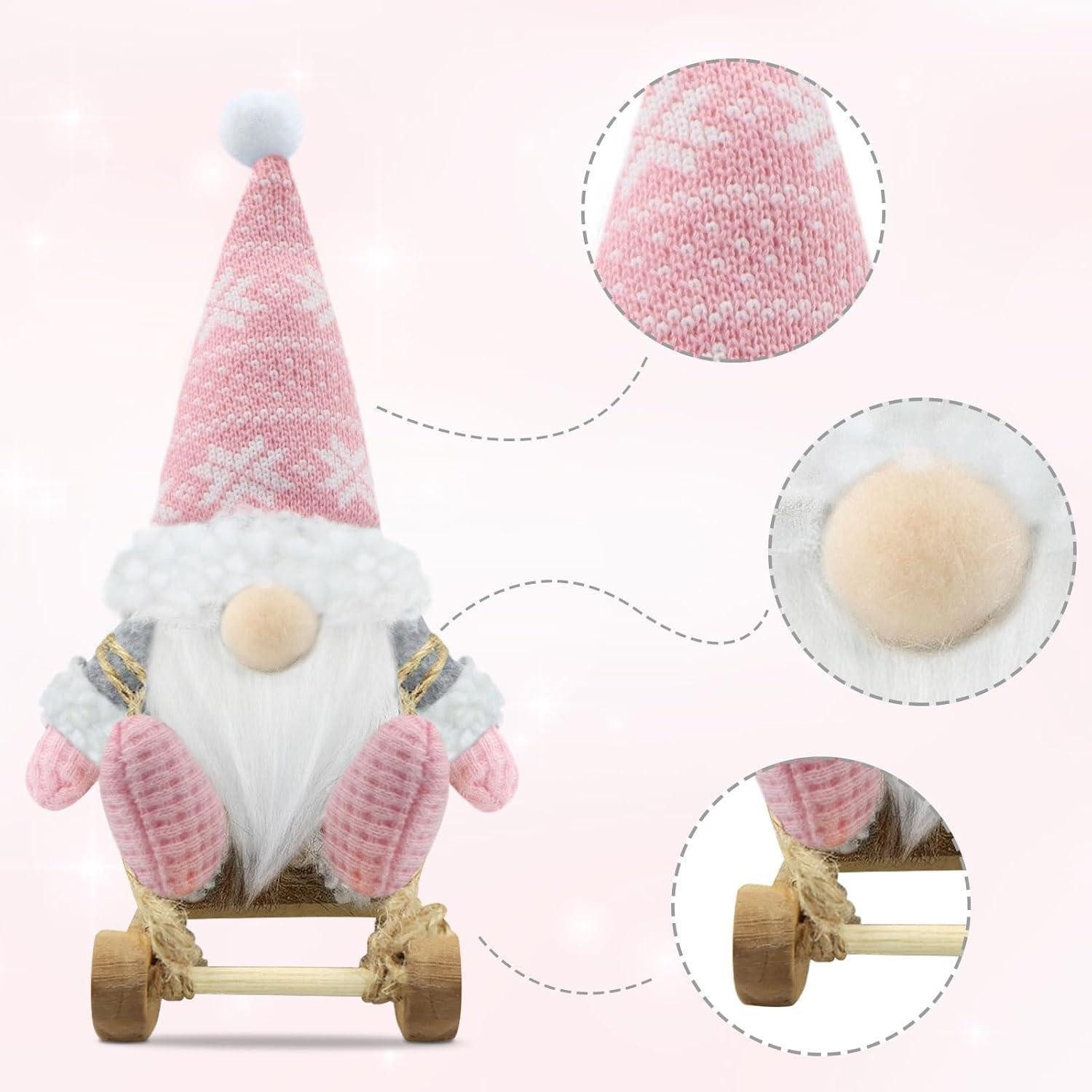 LuxusKollektion Weihnachtsfigur Weihnachtswichtel Figuren 3er Set Weihnachtsdeko Zubehör Rosa