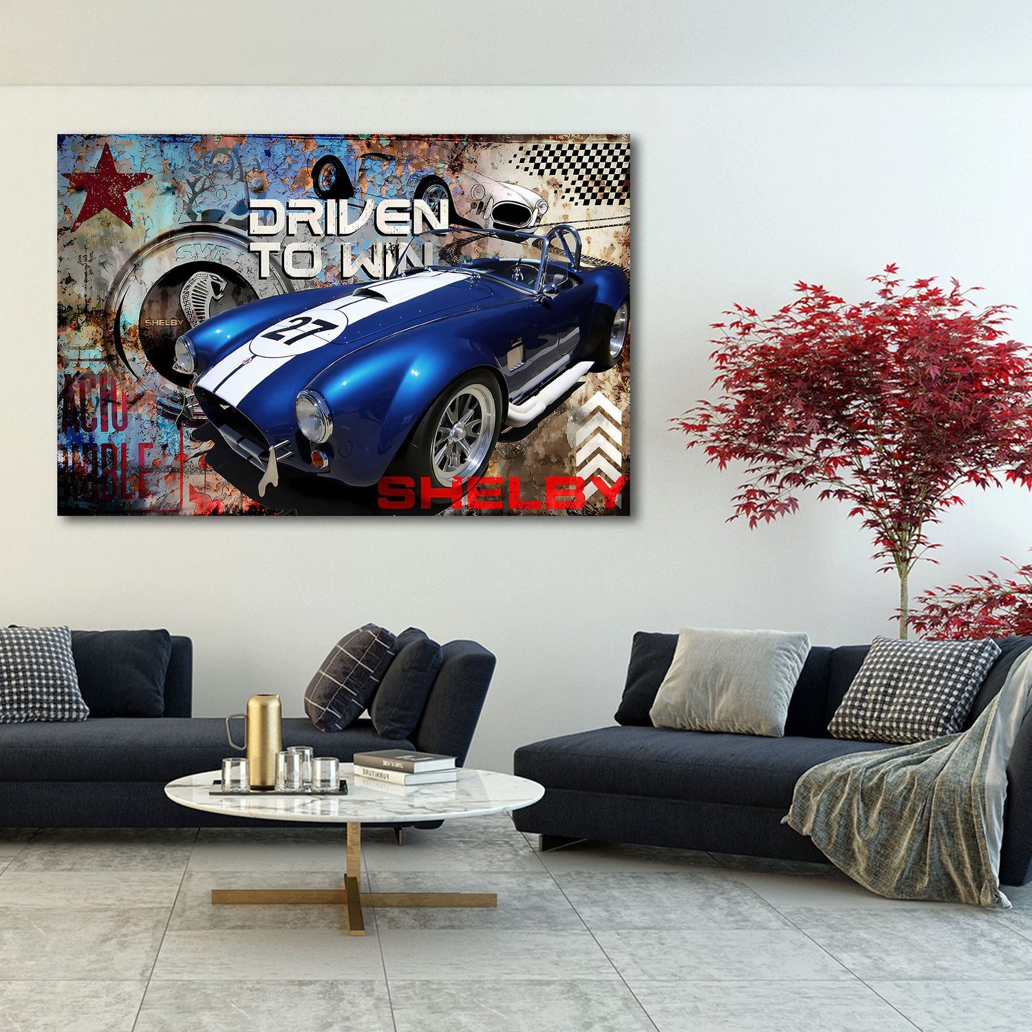 Artedinoi Leinwandbild Rennwagen Retro Design Leinwandbild Wandbild Kunstdruck XL Wanddeko, Rennwagen, Retro-Design