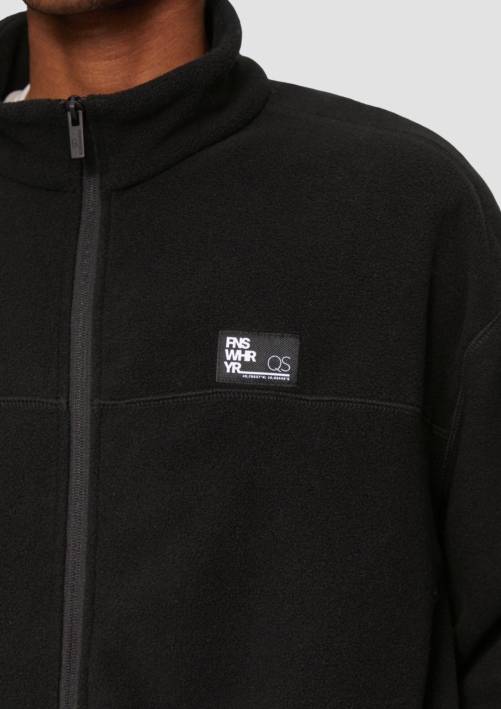 QS Sweatjacke Sweatshirt Jacke Fleecejacke mit Stehkragen