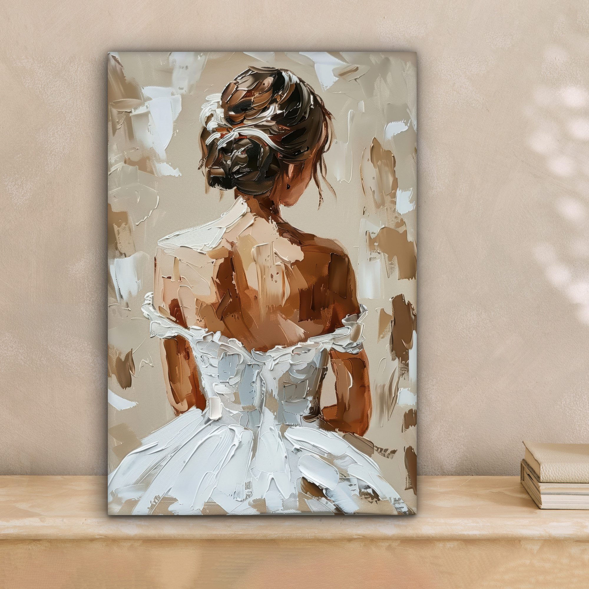 OneMillionCanvasses® Leinwandbild Frau - Farbe - Abstrakt - Beige - Modern, Fotodruck (1 St), Leinwand Canvas Wandbild, Wanddekoration 20x30 cm