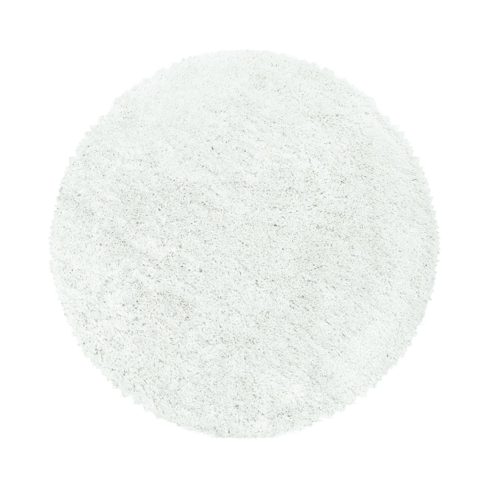 Runder farben Weiß Einfarbig 30 mm, - Höhe: Carpetsale24, Hochflor-Teppich Einfarbig, Unicolor Teppich Rund, Wohnzimmer Shaggy und größen versch.