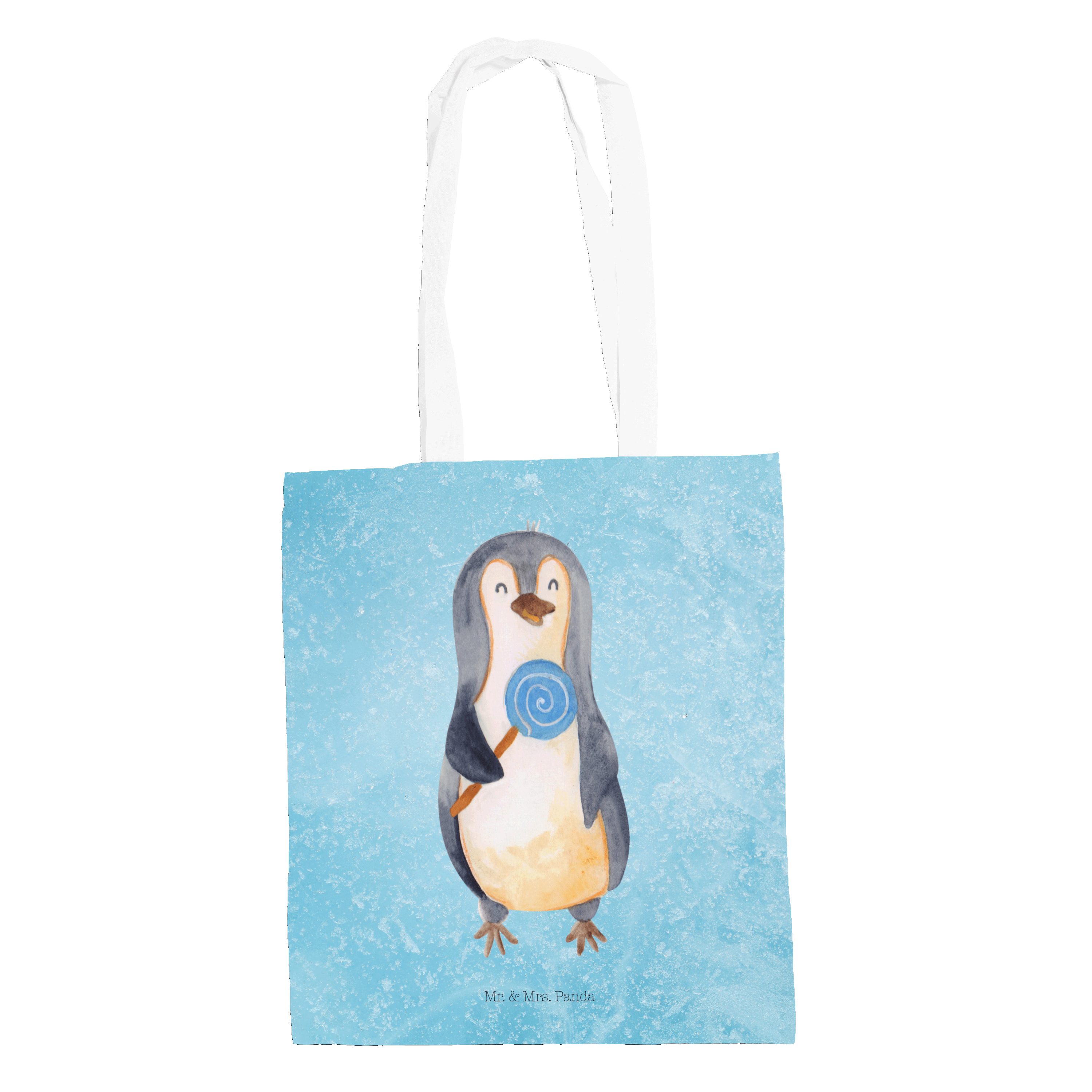 Mr. & Mrs. Panda Tragetasche Pinguin Lolli - Eisblau - Geschenk, Beutel, Einkaufstasche, Beuteltas (1-tlg)