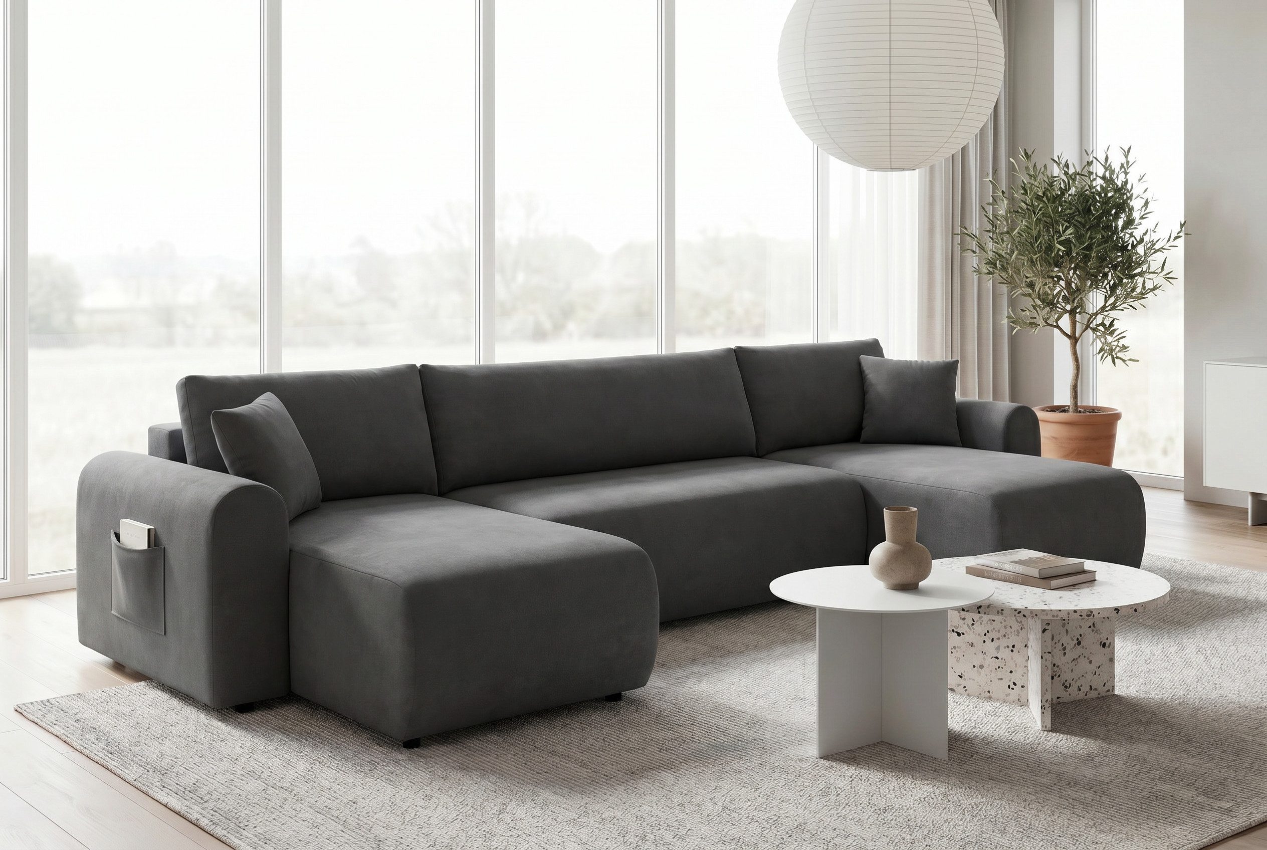 OTTO home Wohnlandschaft JONAA Feinstruktur, U-Form, 311 cm. -OTTO. Verlässliche Qualität, Tonnentaschen-Federkern, Bettkasten, Schlafsofa (133/270)