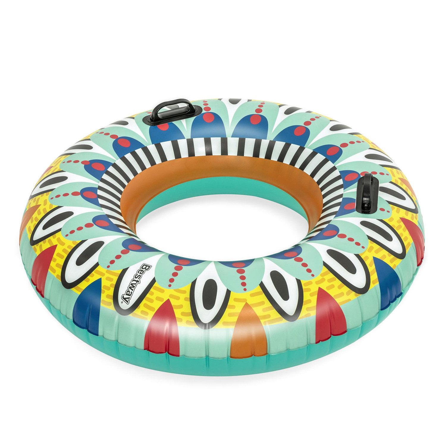 Bestway Schwimmring Flirty Fiesta™ (Packung, 1-tlg., Buntes Azteken-Design), 94 x 94 x 29 cm