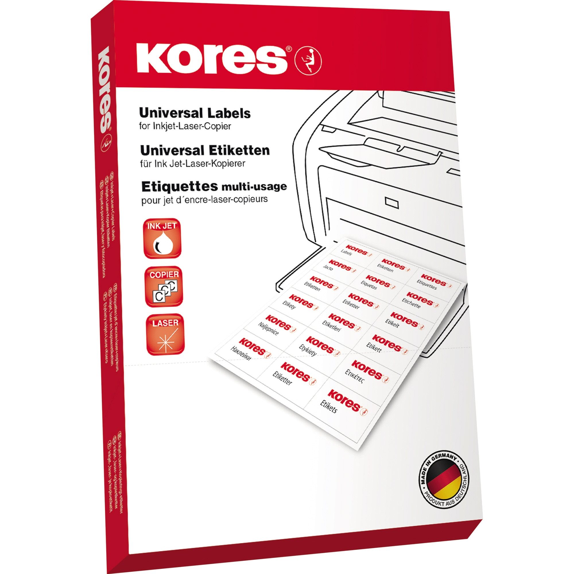 KORES Etikett Kores Etikett 105x37mm rot Nr. L10537R, PA= 1.600 Stück