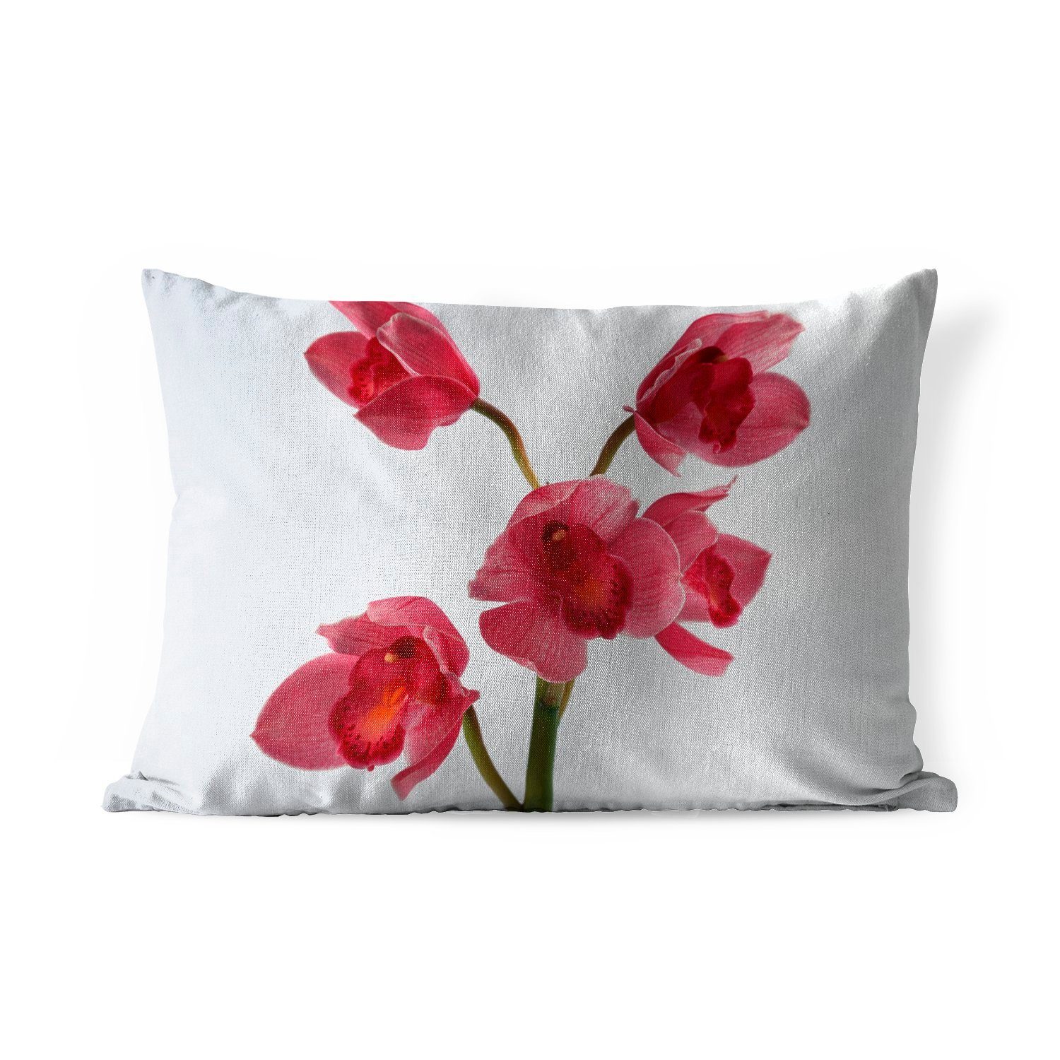 MuchoWow Dekokissen Rote Orchideen für einen hellen Hintergrund, Outdoor-Dekorationskissen, Polyester, Dekokissenbezug, Kissenhülle